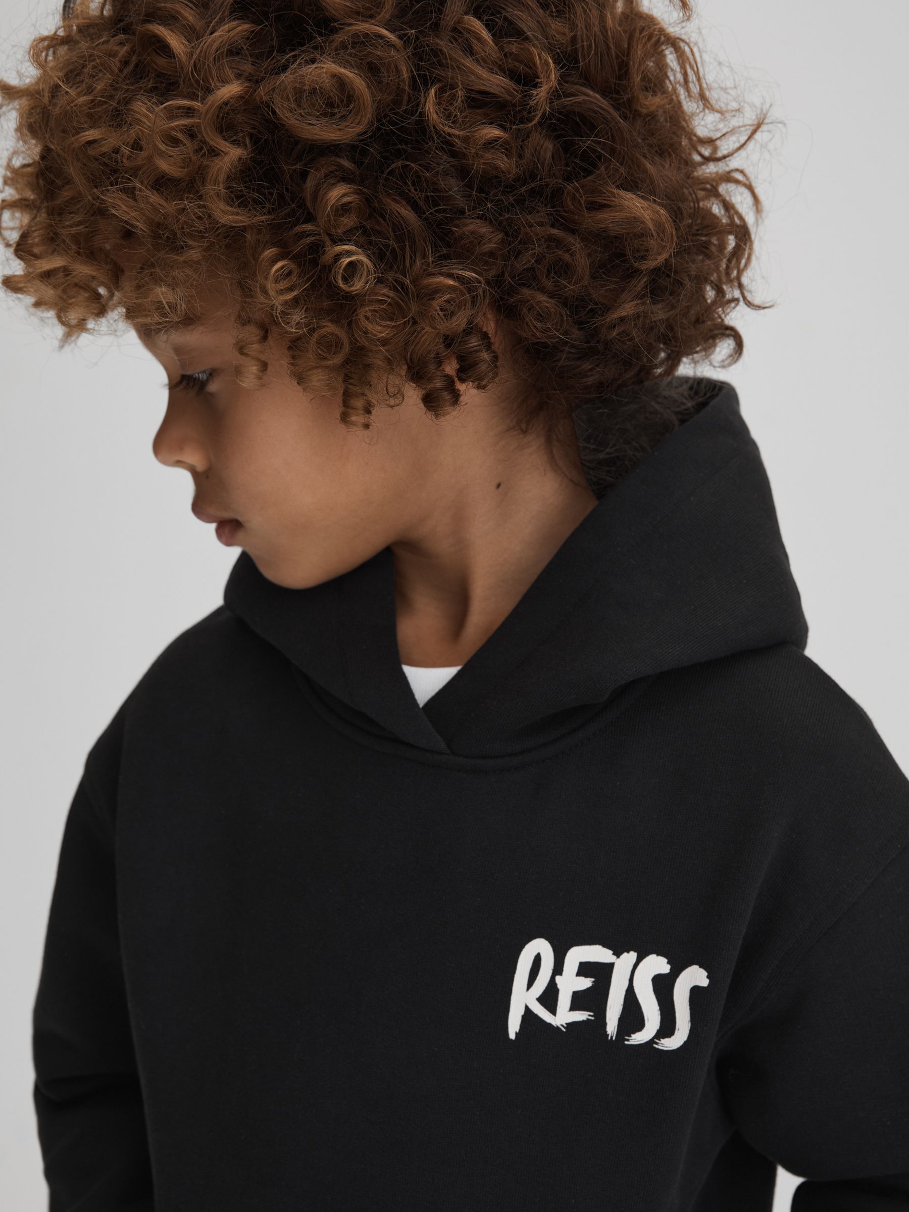 Teen Cotton Relaxed Motif Hoodie in Washed Black - Image 5 of 7