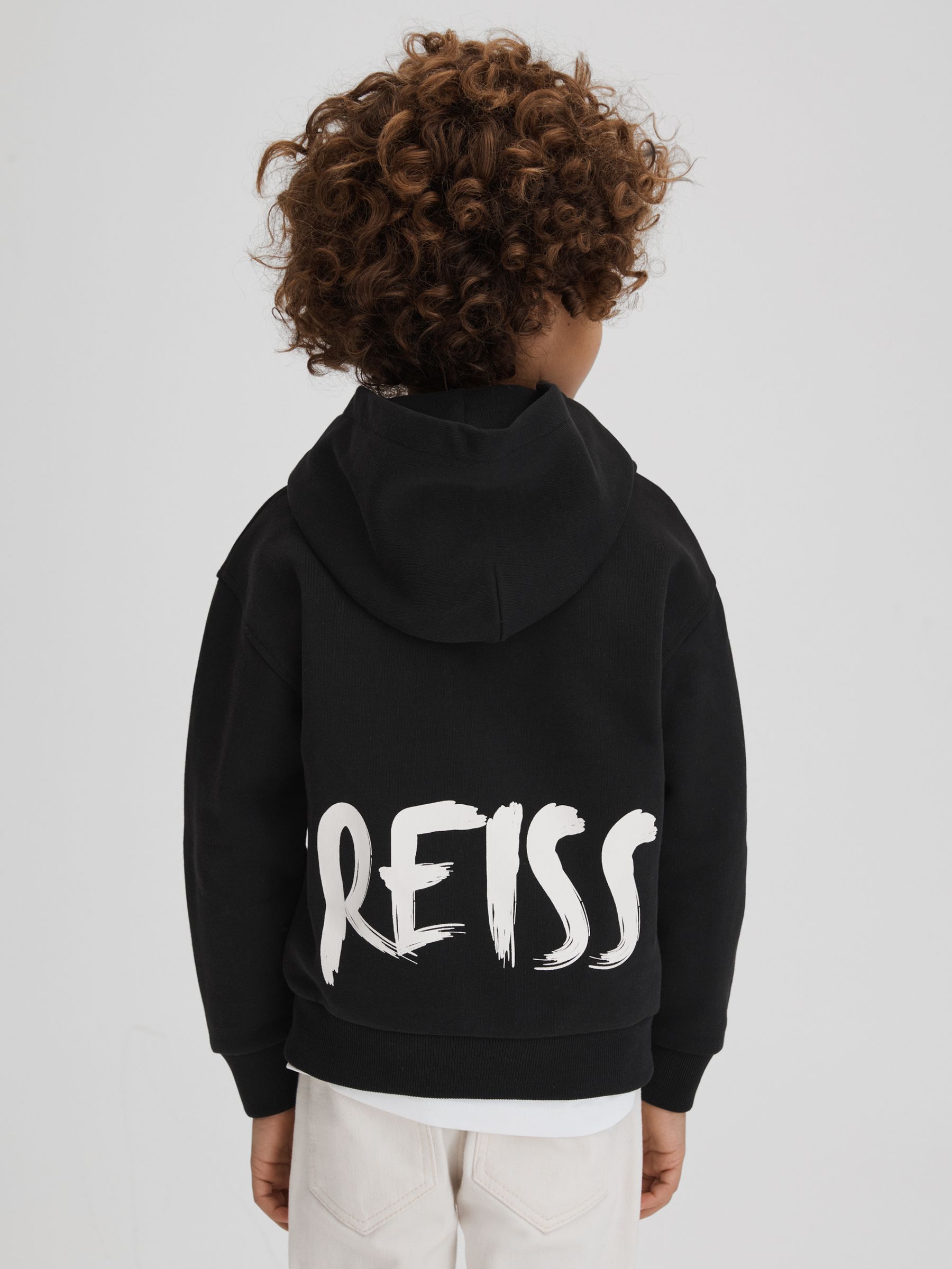 Teen Cotton Relaxed Motif Hoodie in Washed Black - Image 6 of 7