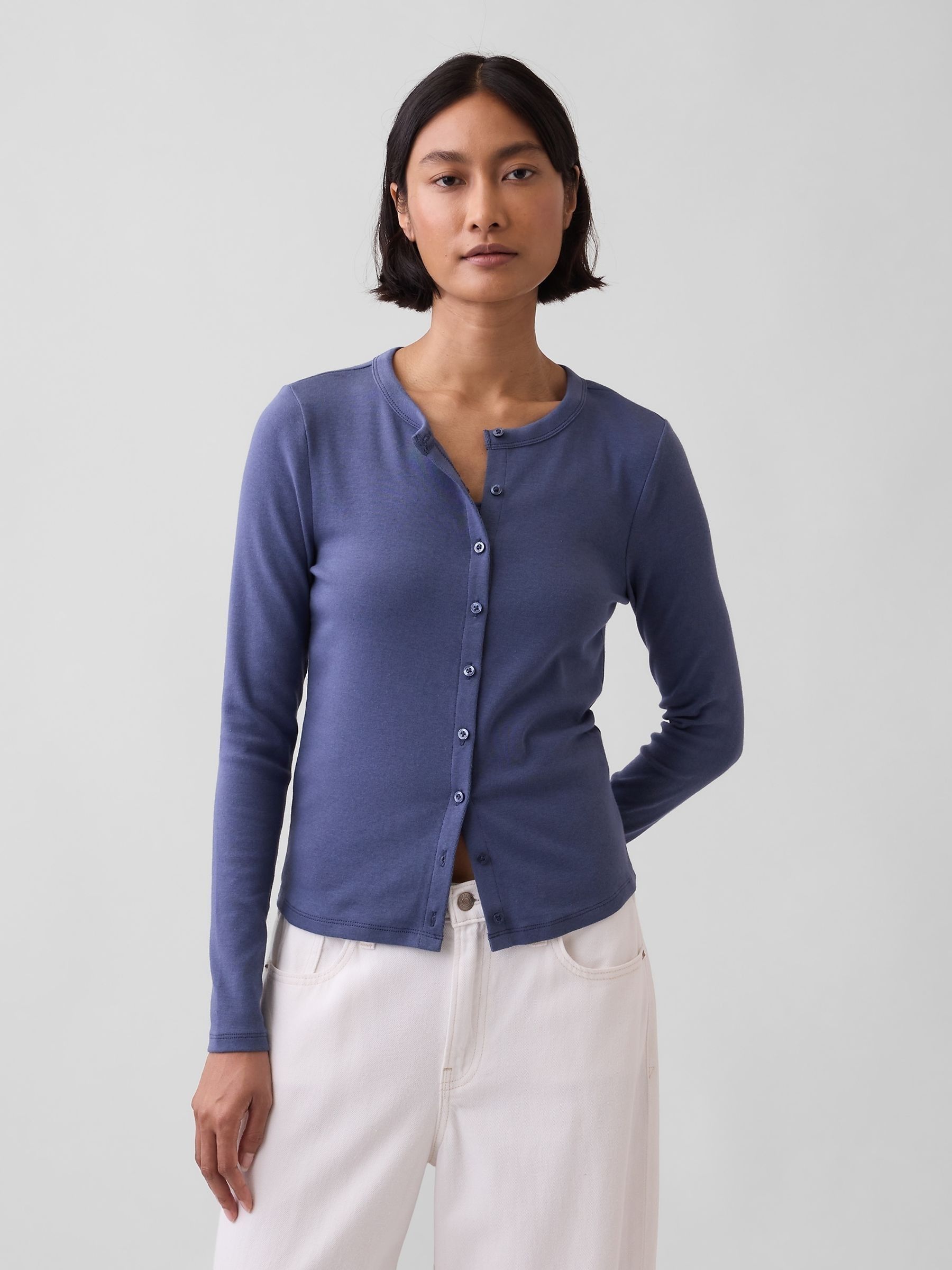 Blue Modern Crew Neck Cardigan - Image 1 of 3