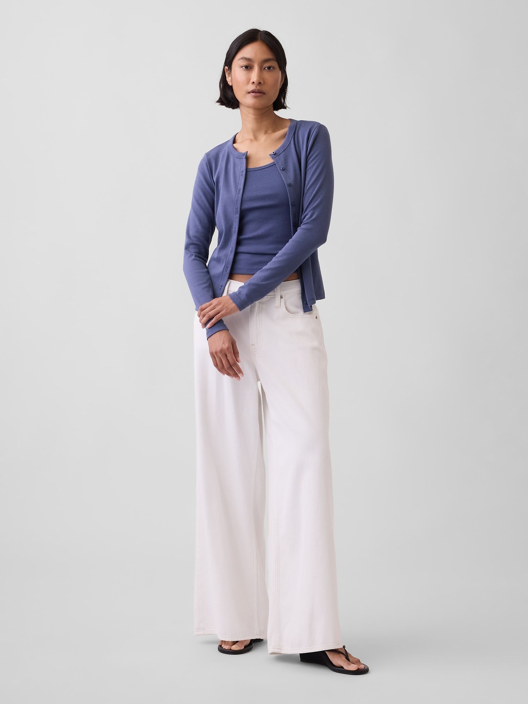 Blue Modern Crew Neck Cardigan - Image 3 of 3