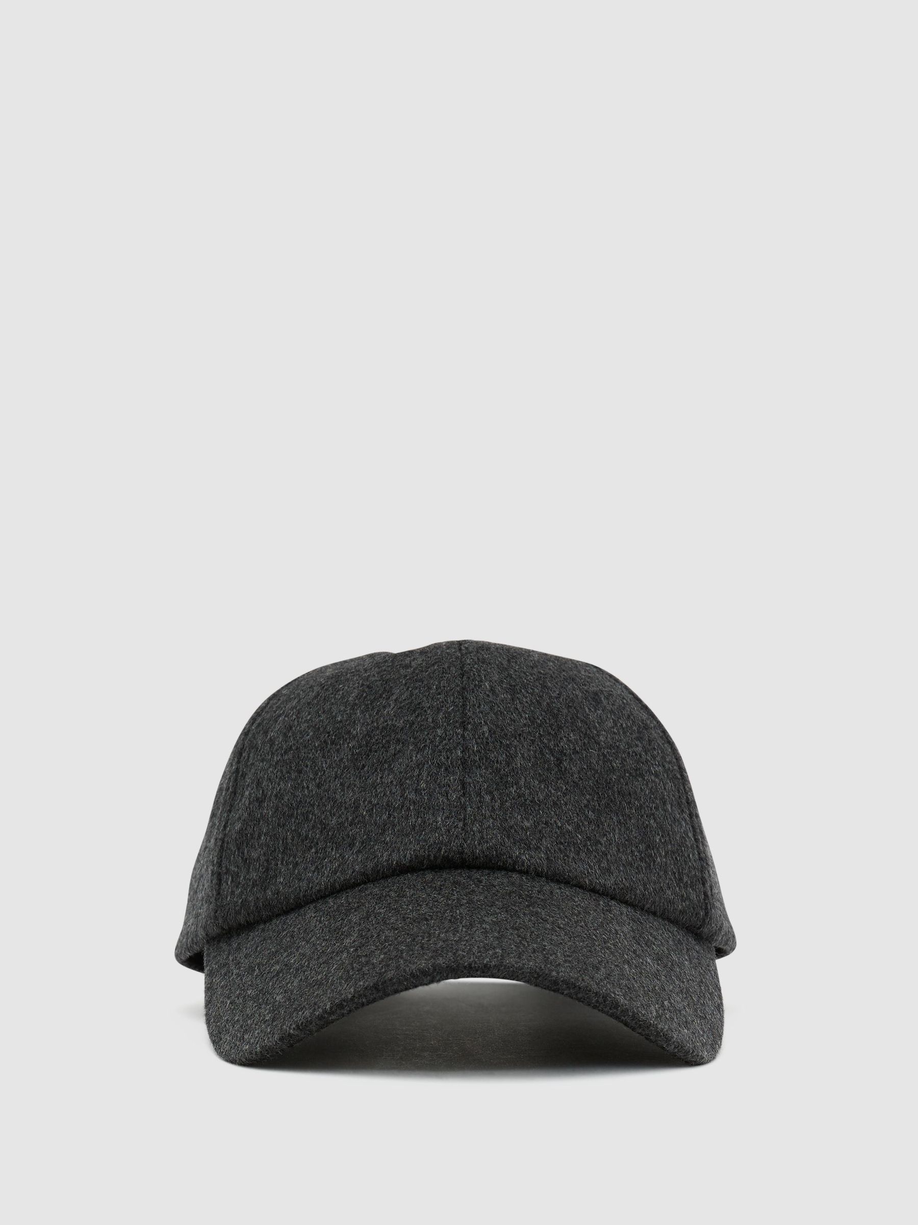 Wool-Blend Flannel Baseball Cap in Charcoal Grey - Image 2 of 6