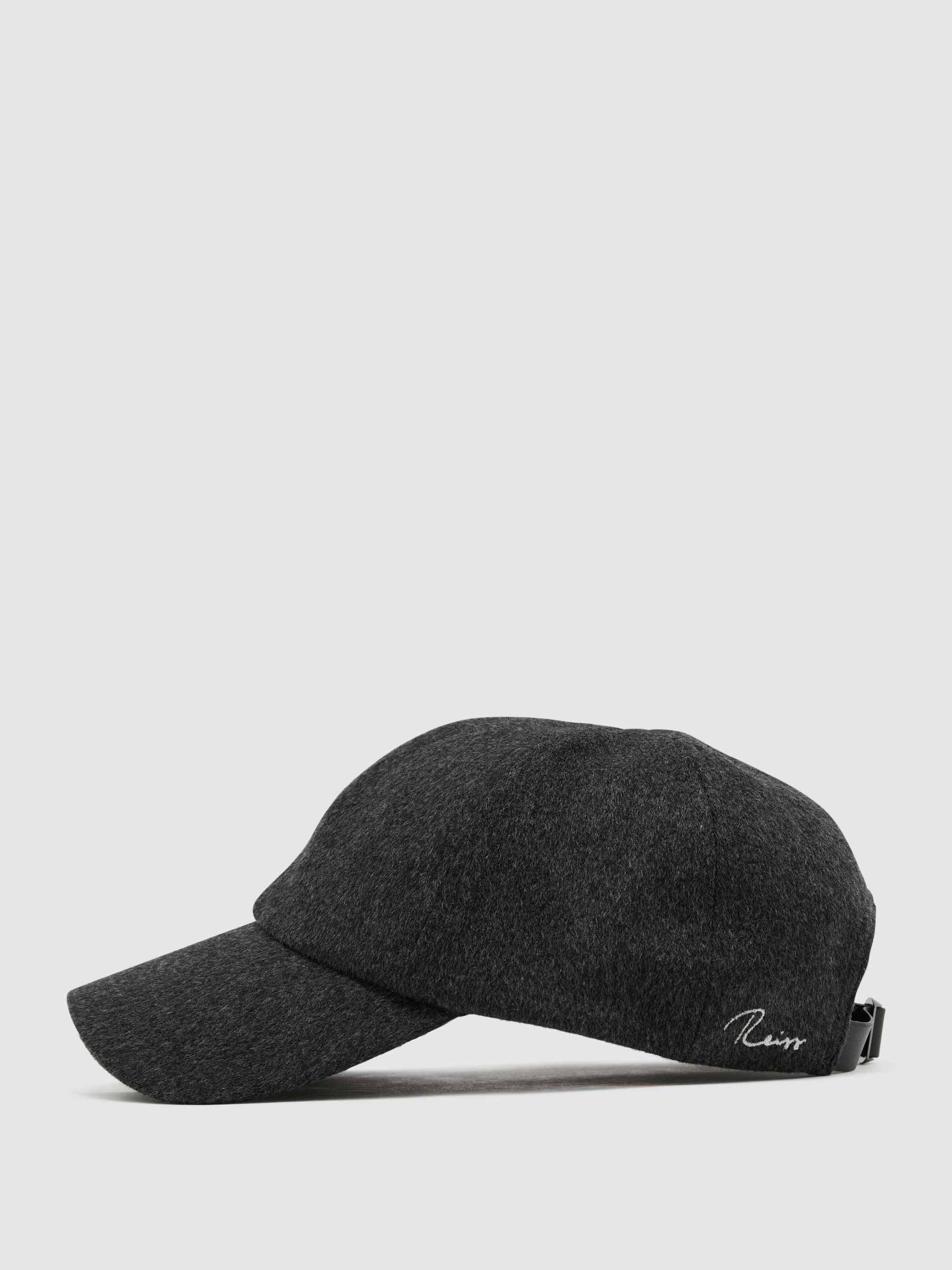 Wool-Blend Flannel Baseball Cap in Charcoal Grey - Image 3 of 6