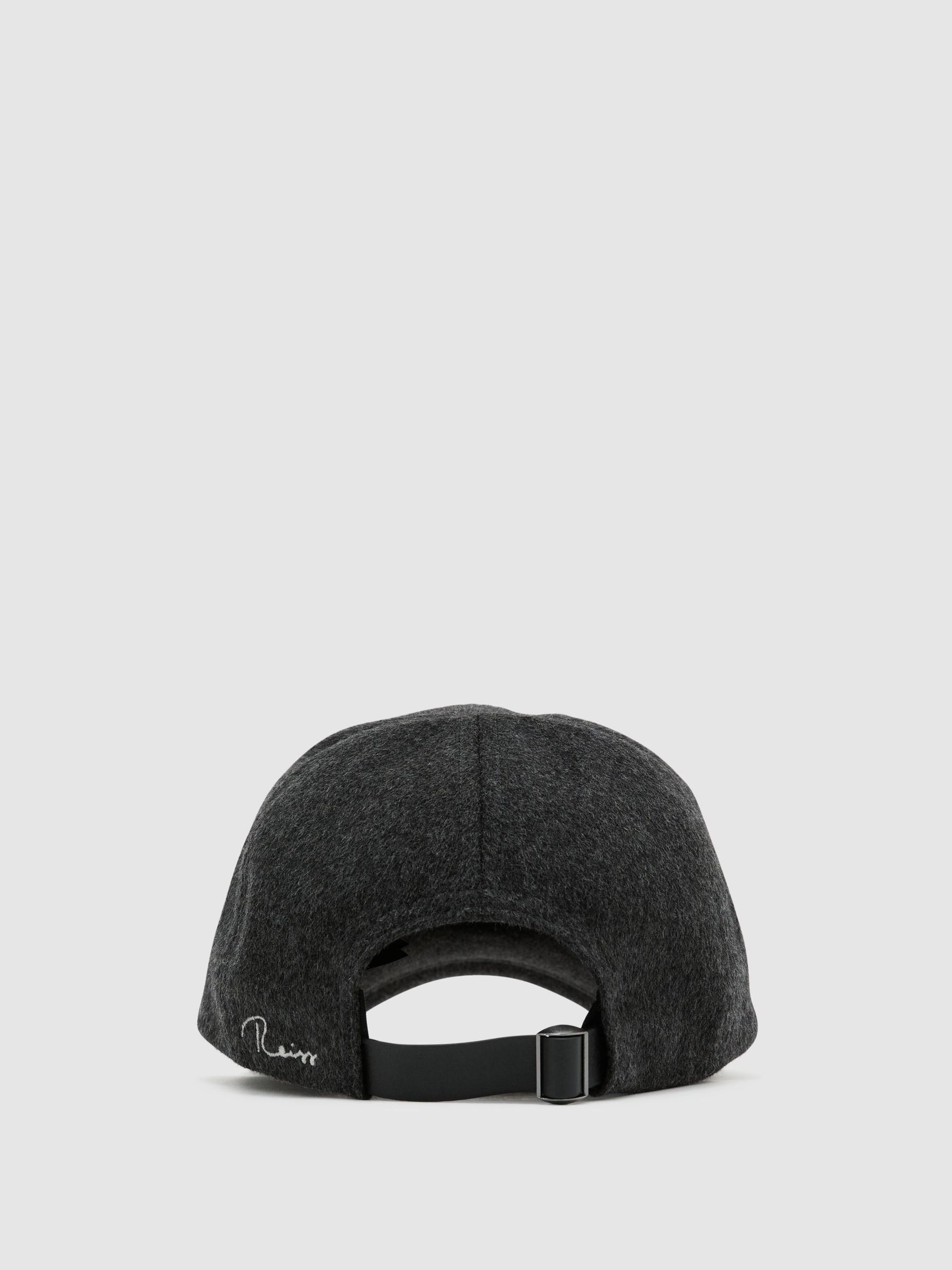 Wool-Blend Flannel Baseball Cap in Charcoal Grey - Image 5 of 6