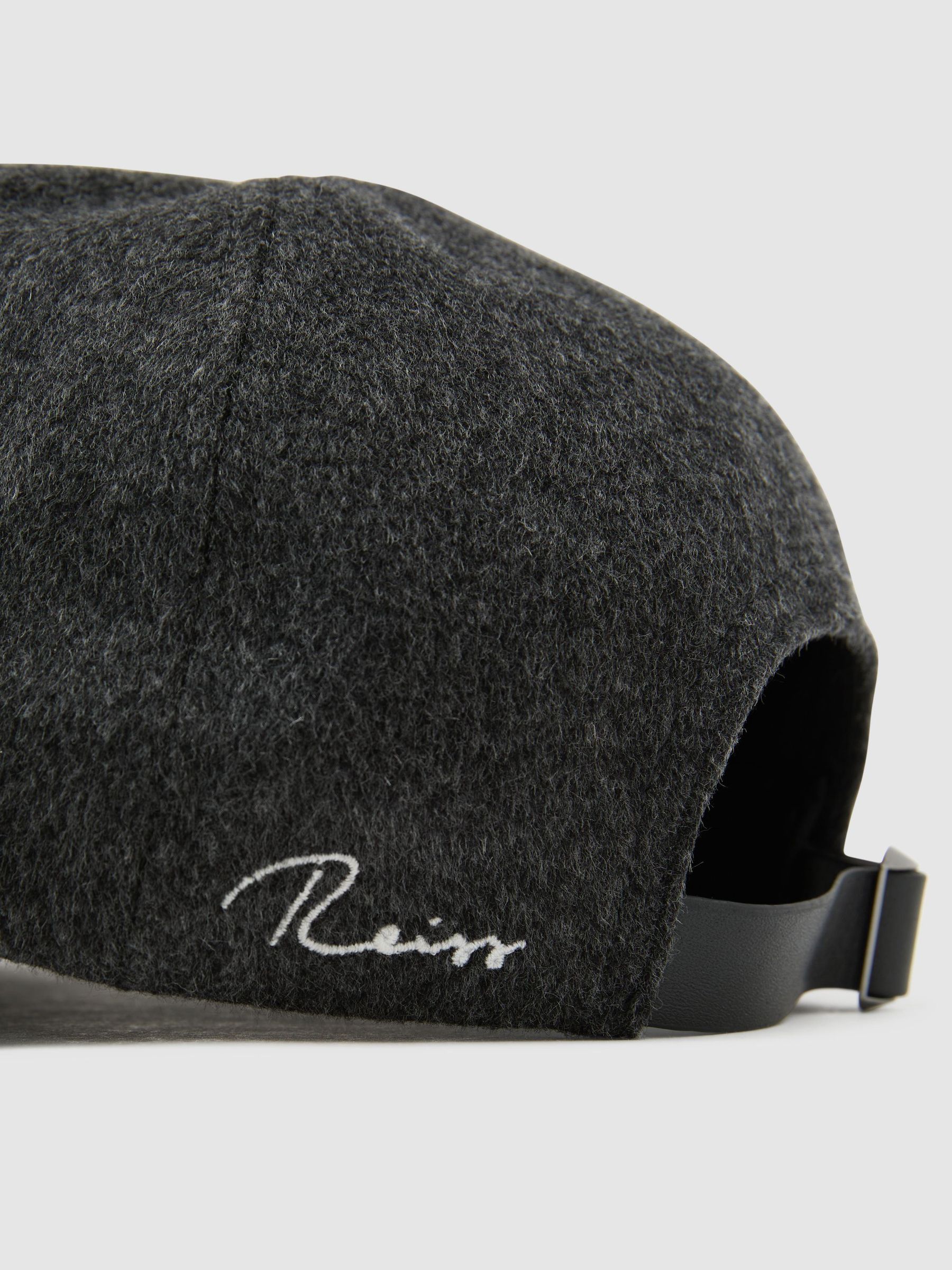 Wool-Blend Flannel Baseball Cap in Charcoal Grey - Image 6 of 6