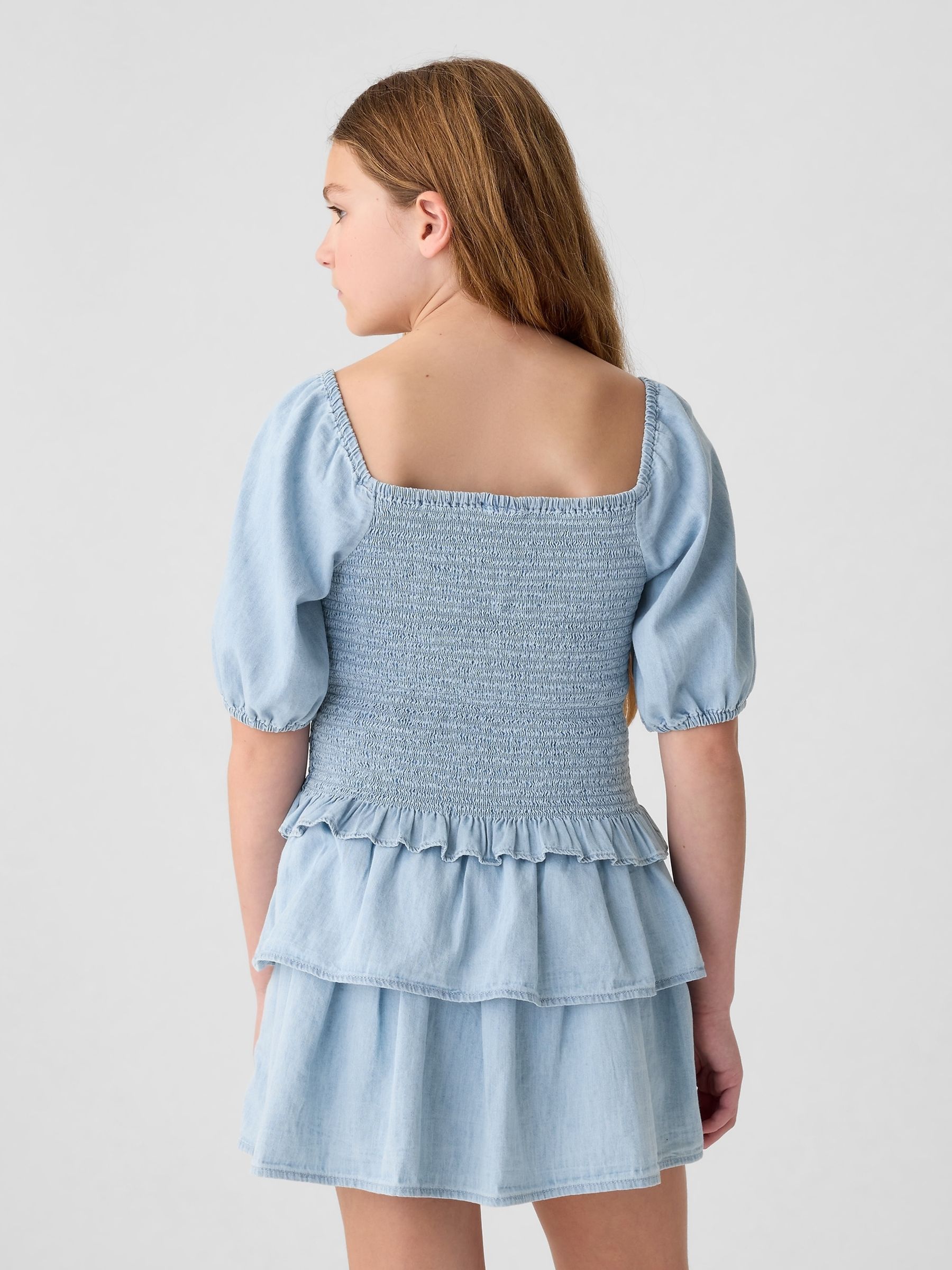 Blue Smocked Denim Dress (4-13yrs) - Image 2 of 3