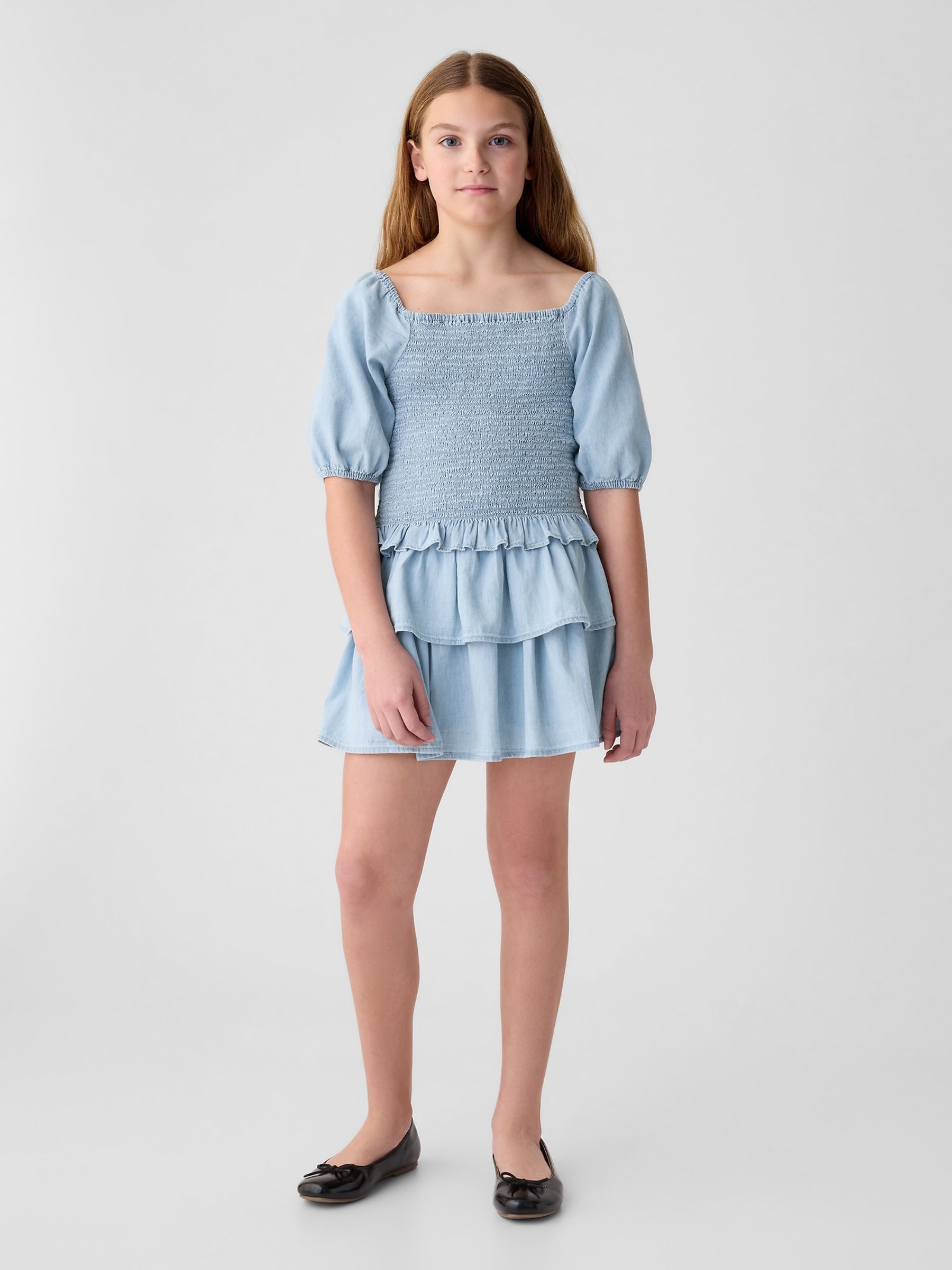 Blue Smocked Denim Dress (4-13yrs) - Image 3 of 3