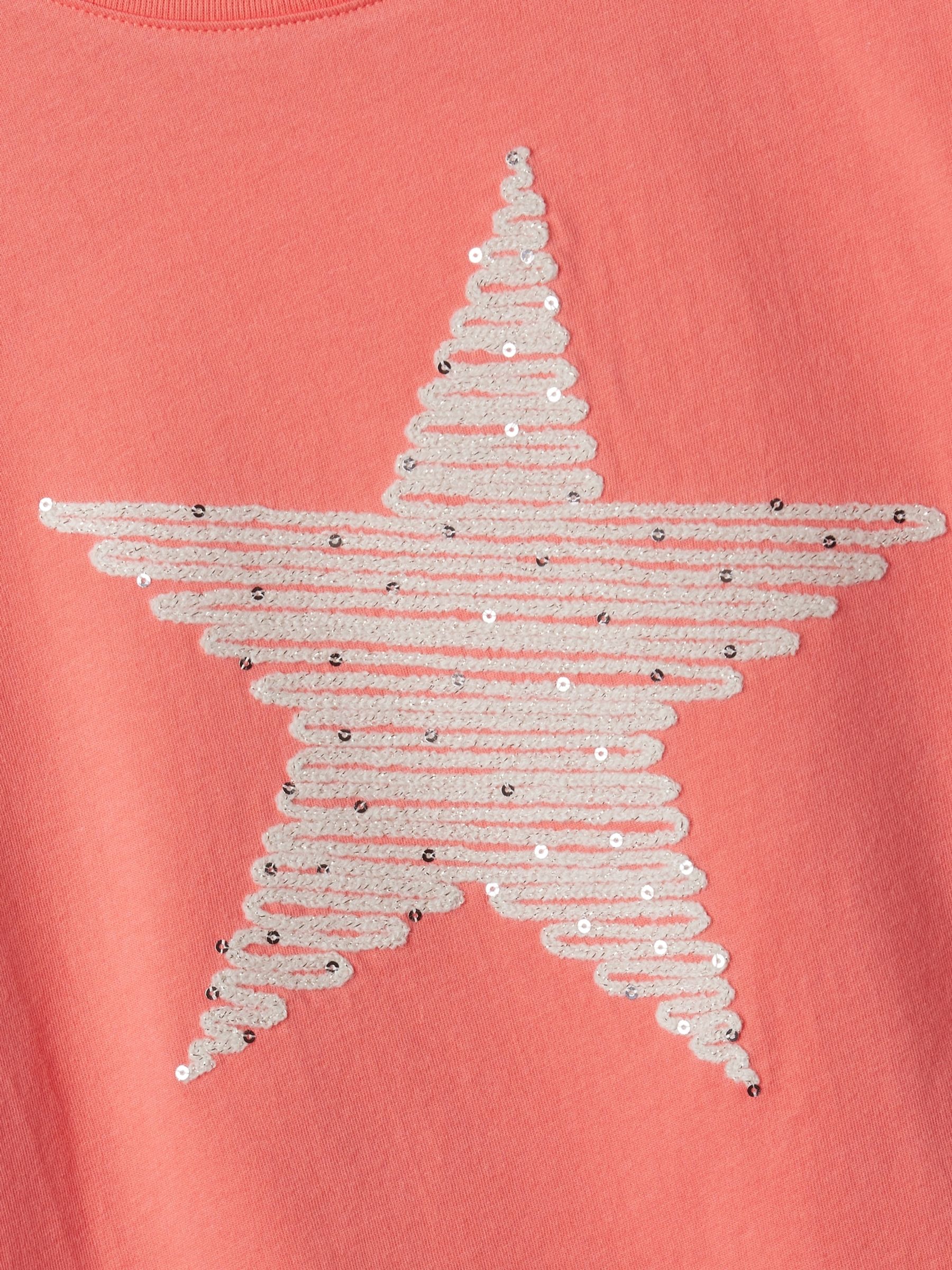 Orange Sequin Star Graphic Short Sleeve Crew Neck T-Shirt (4-13yrs) - Image 2 of 2