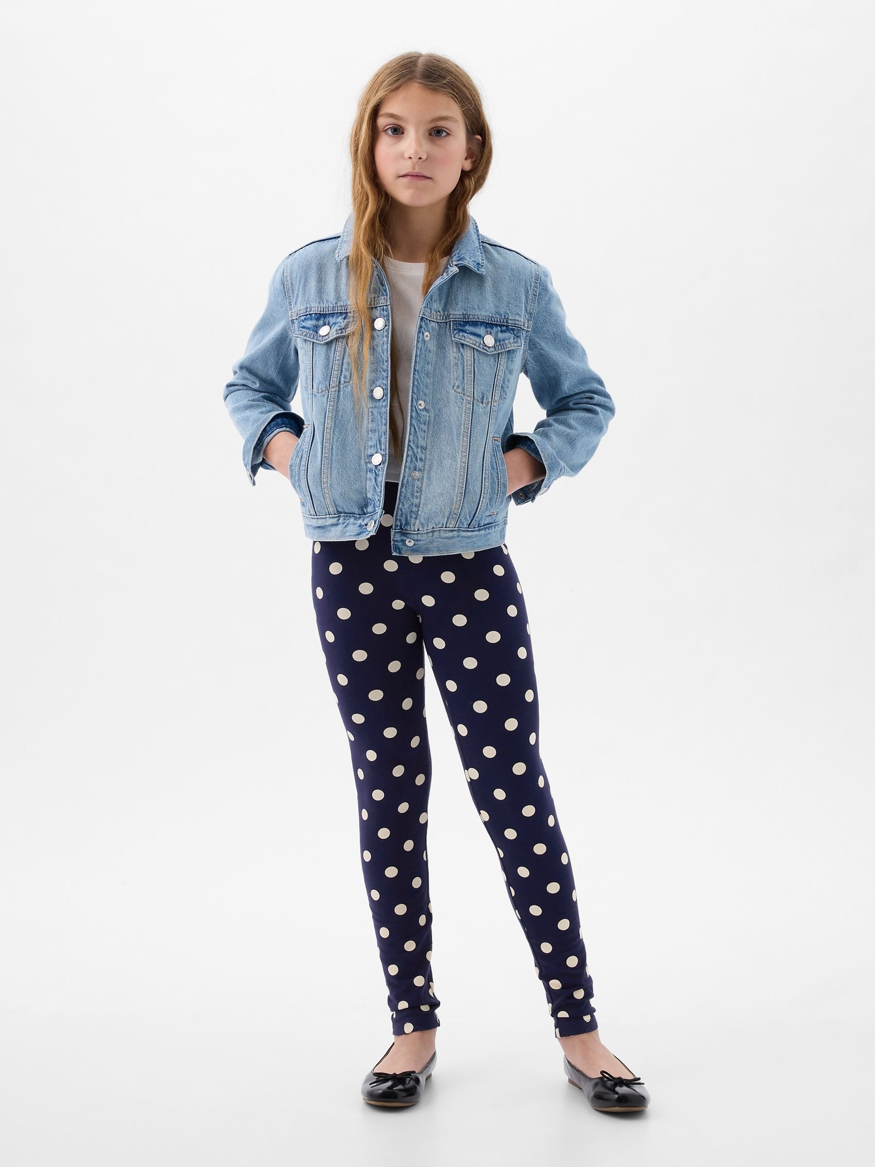 Navy Blue Print Leggings (4-13yrs) - Image 3 of 5