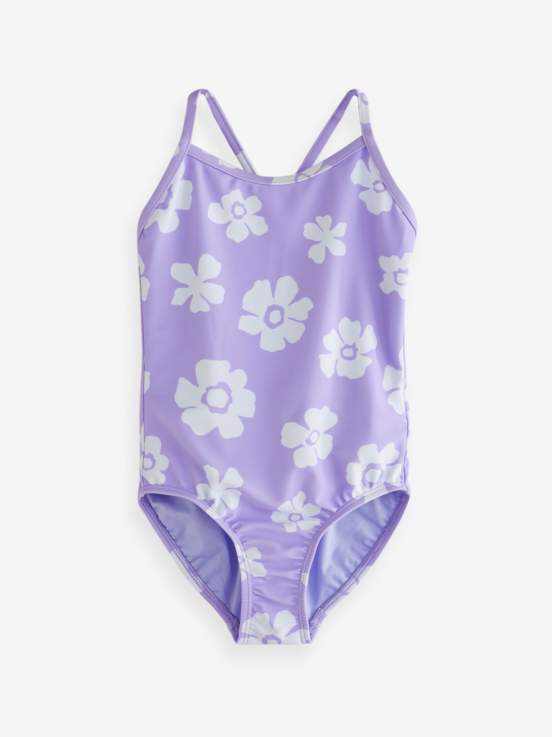 Purple Flower Cross Back Swimsuit (4-12yrs) - Image 1 of 3