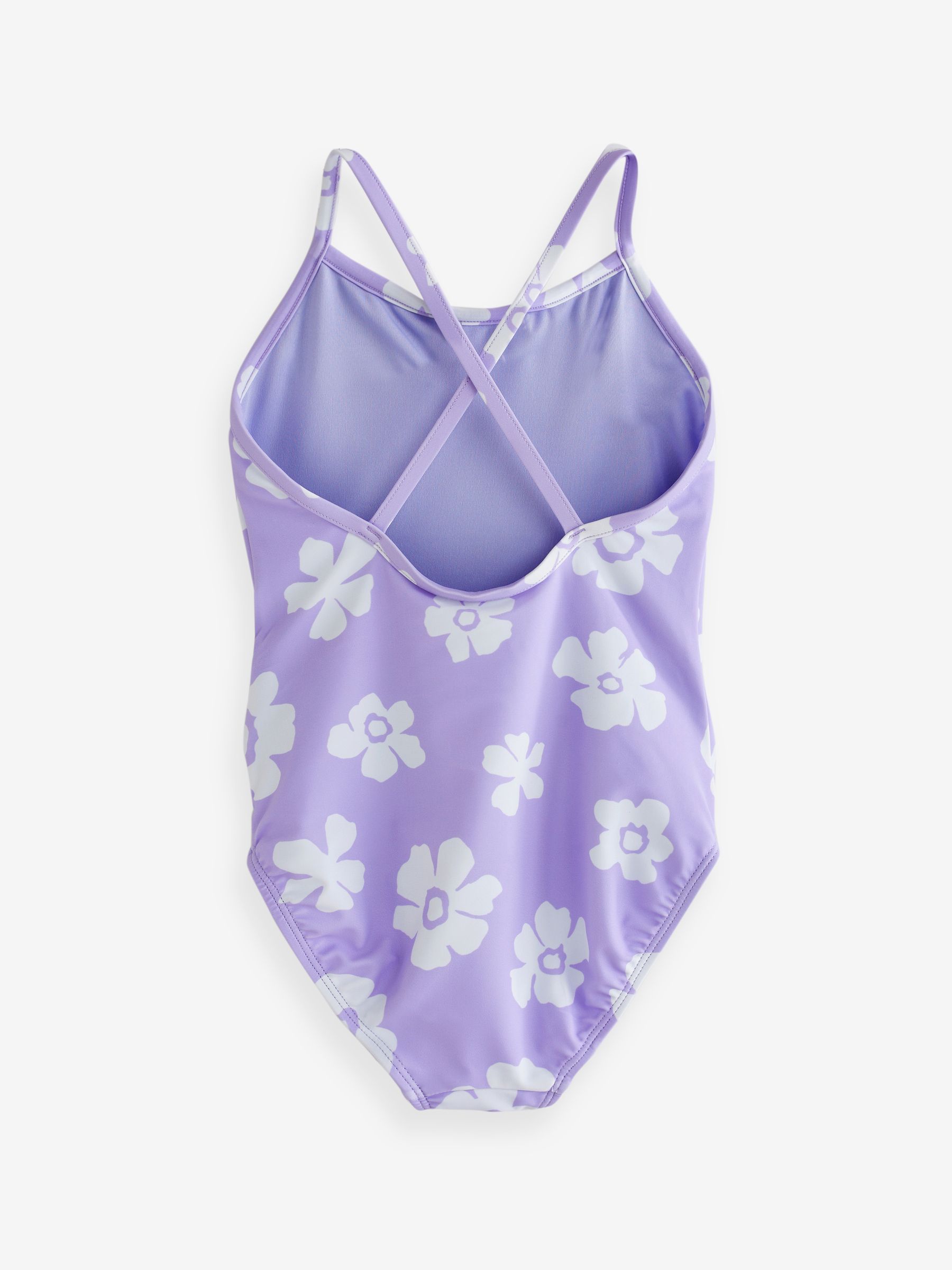 Purple Flower Cross Back Swimsuit (4-12yrs) - Image 2 of 3