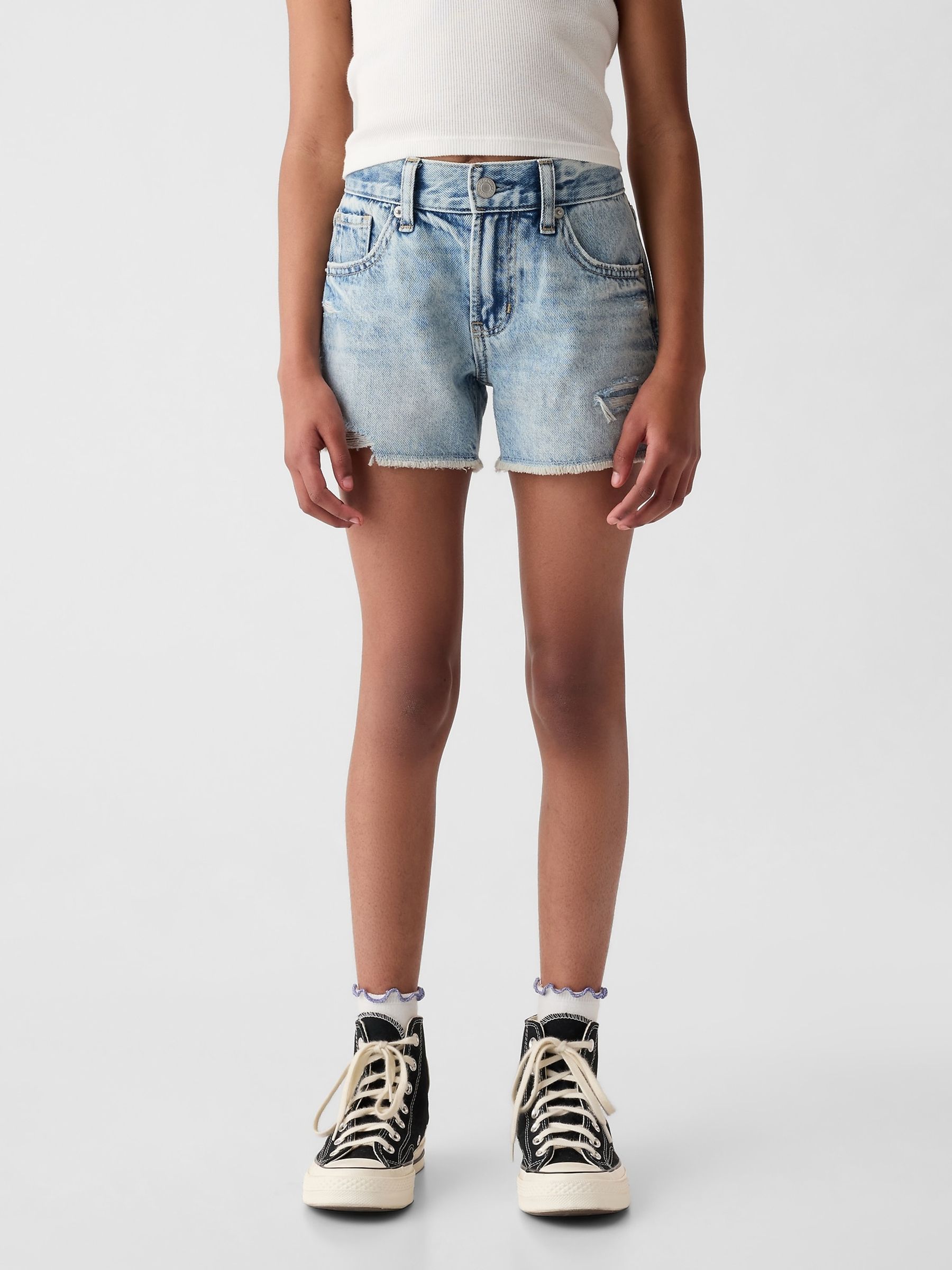 Light Wash Blue Wash Denim Low Rise Stride Shorts (6-13yrs) - Image 1 of 3