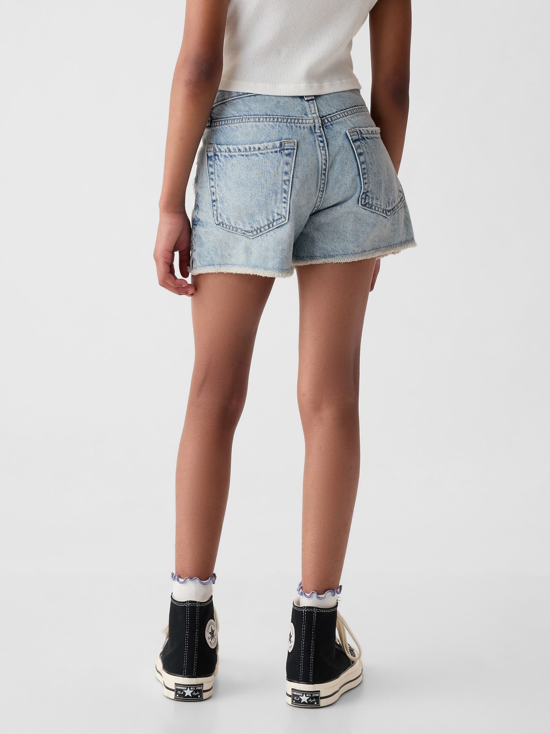 Light Wash Blue Wash Denim Low Rise Stride Shorts (6-13yrs) - Image 2 of 3