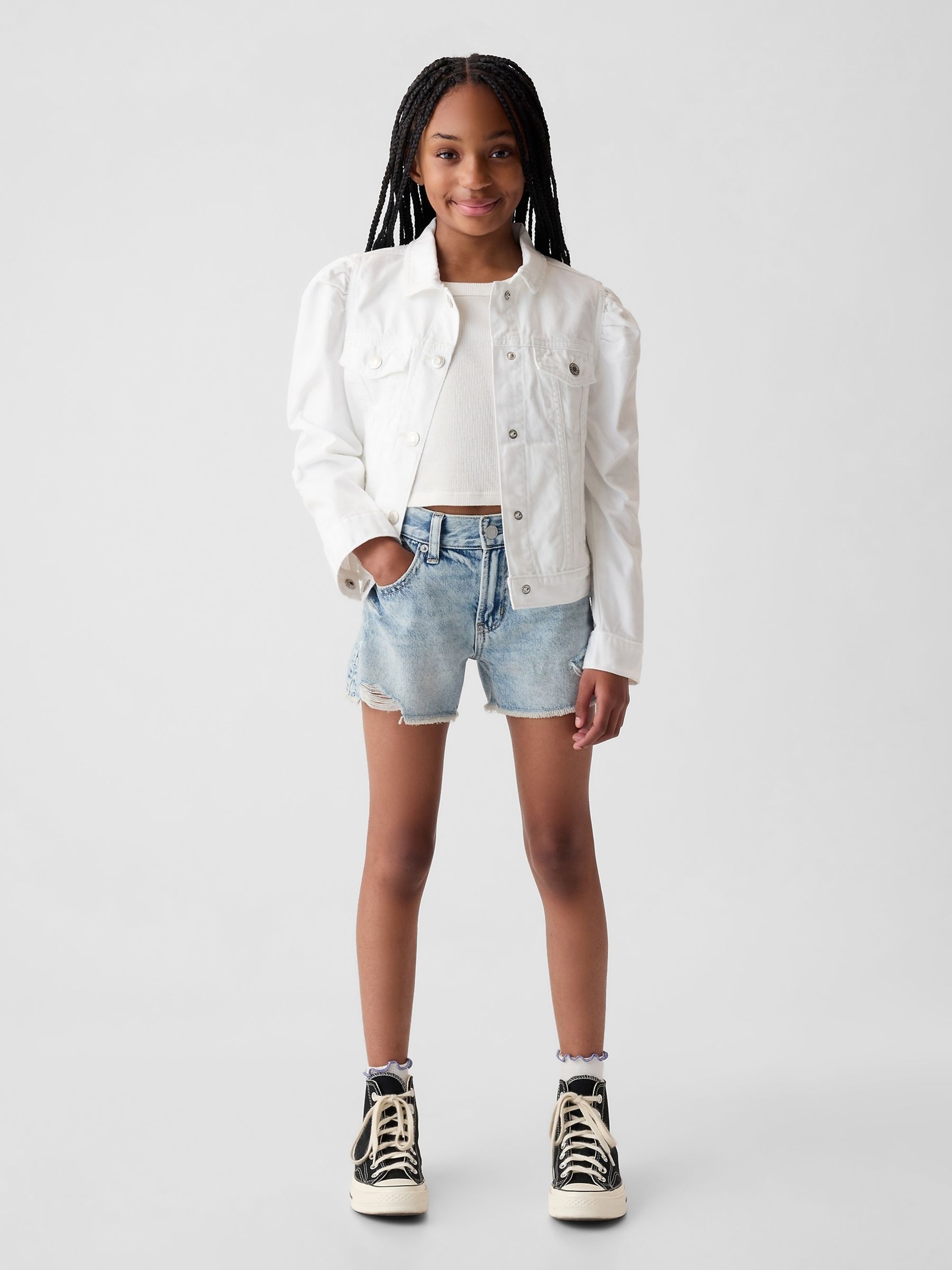 Light Wash Blue Wash Denim Low Rise Stride Shorts (6-13yrs) - Image 3 of 3