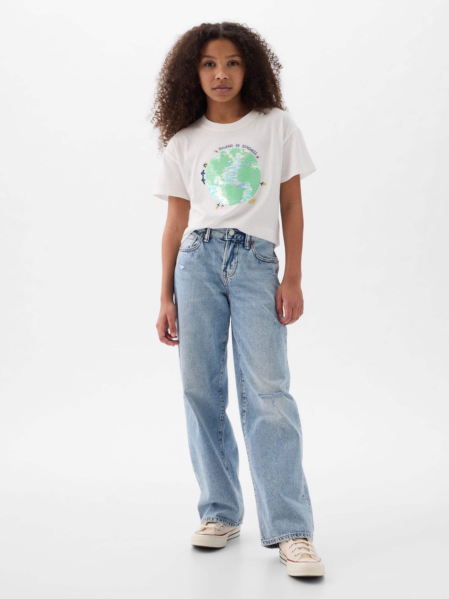 White Sequin Graphic Short Sleeve Crew Neck T-Shirt (4-13yrs) - Image 3 of 4