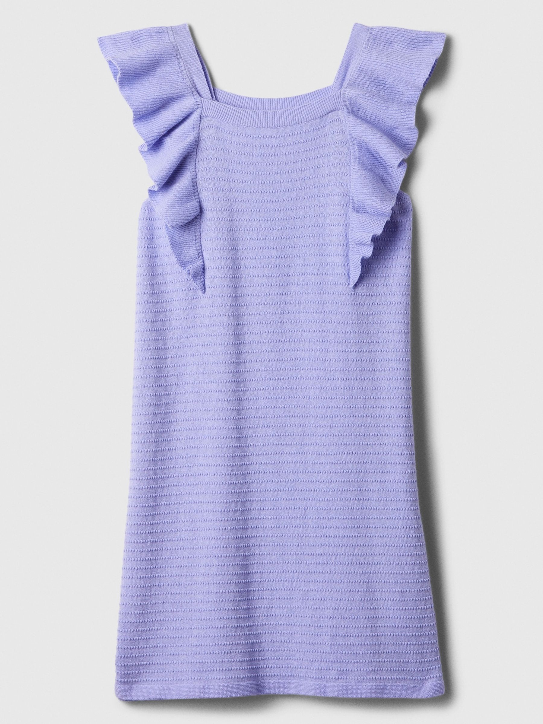 Blue Cotton Knit Ruffle Sleeve Dress - Image 1 of 1