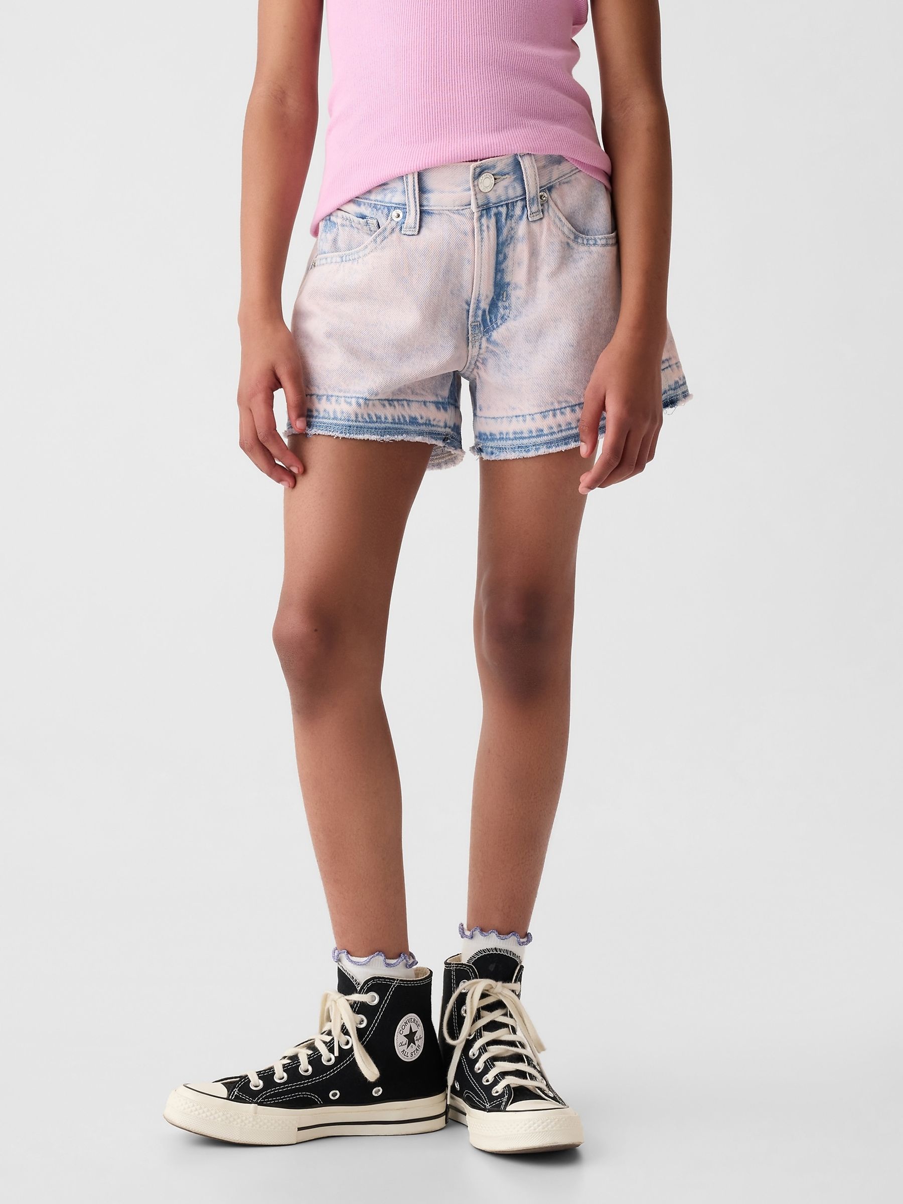 Purple Wash Denim Low Rise Stride Shorts (6-13yrs) - Image 1 of 3