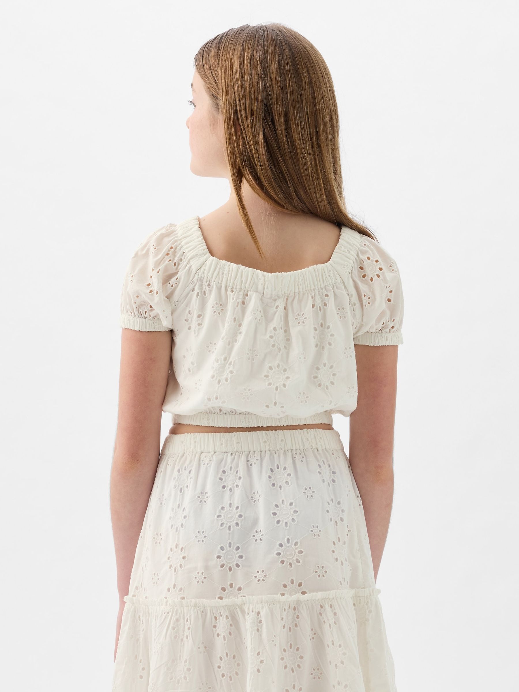 White Floral Puff Sleeve Top (4-13yrs) - Image 2 of 4