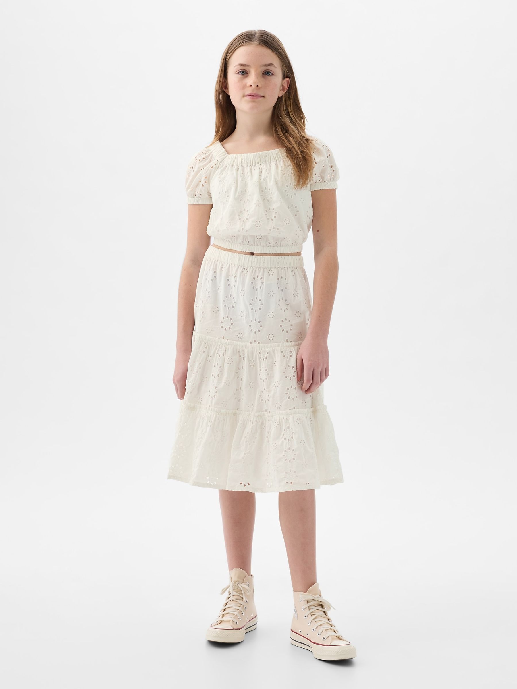 White Floral Puff Sleeve Top (4-13yrs) - Image 3 of 4