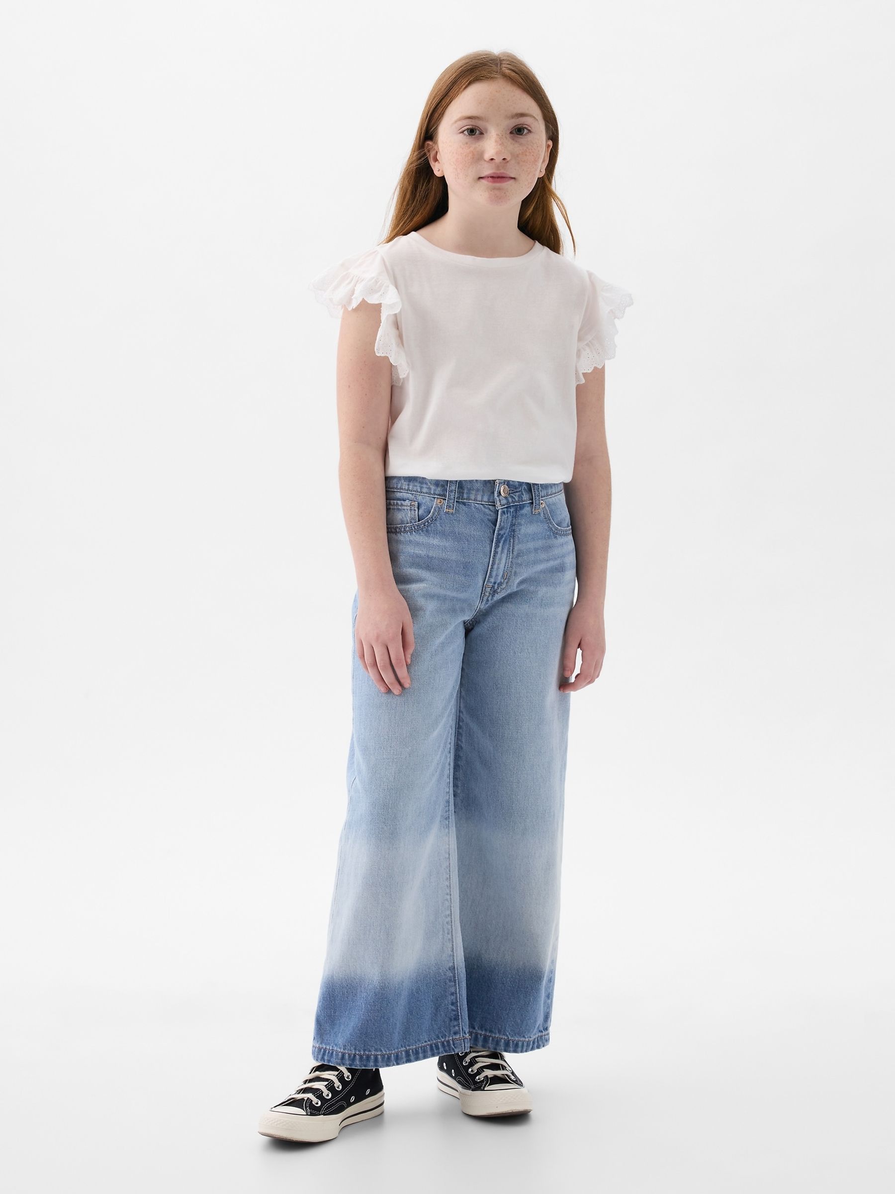 Blue High Rise Relaxed Wide Leg Jeans (6-13yrs) - Image 1 of 3
