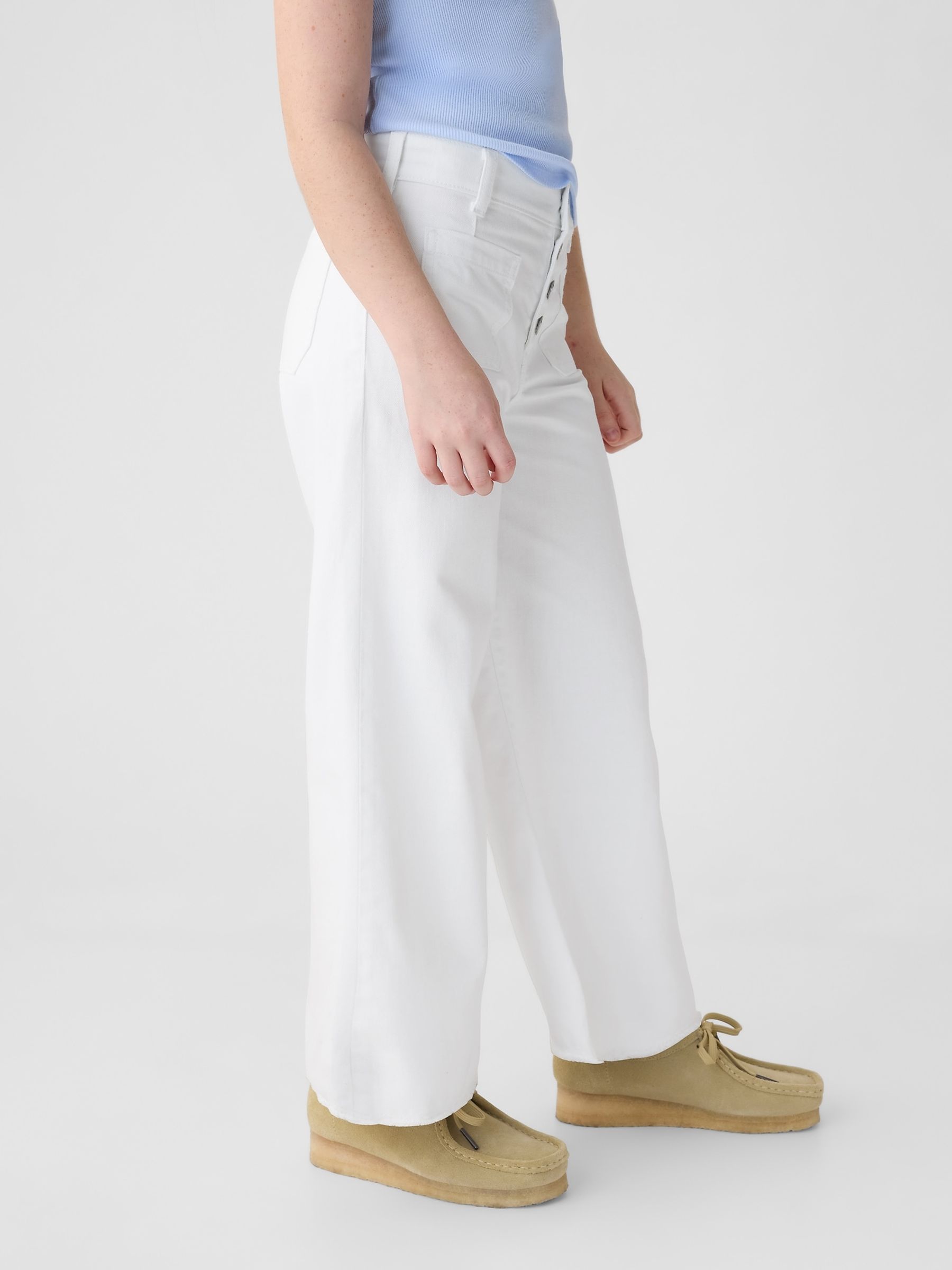 White Wide-Leg Ankle Jeans (6yrs-13yrs) - Image 3 of 6