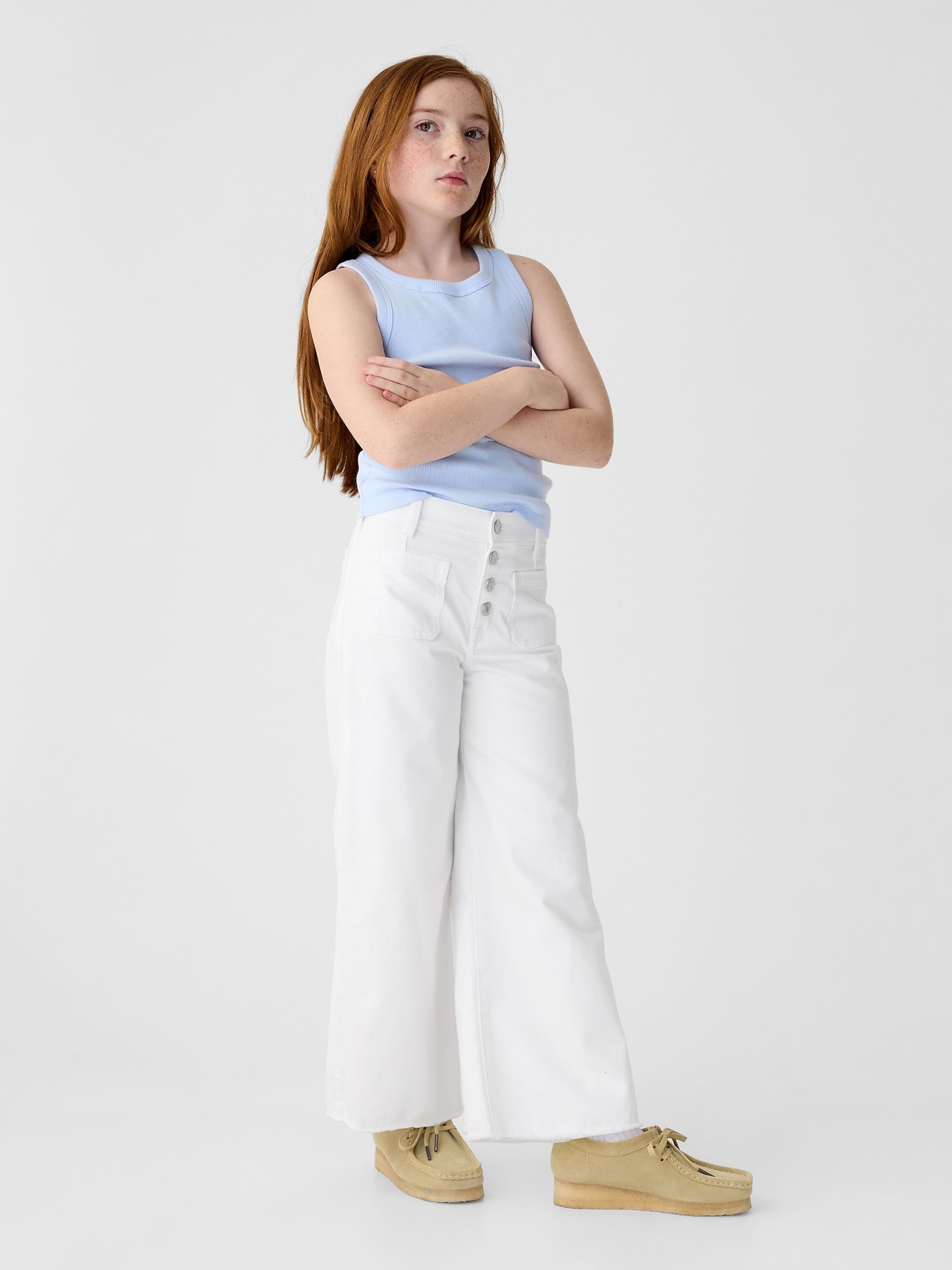 White Wide-Leg Ankle Jeans (6yrs-13yrs) - Image 4 of 6