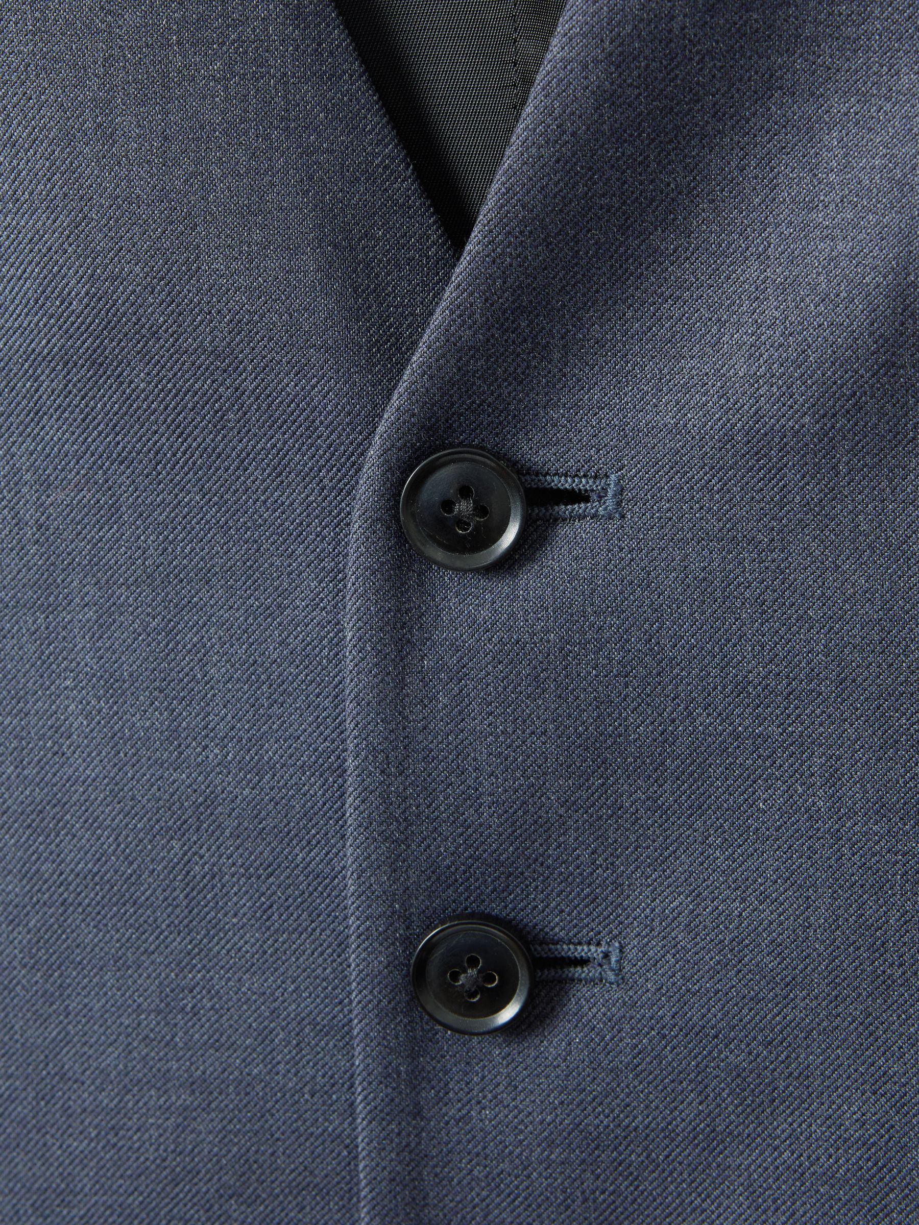 Slim Fit Single Breasted Wool Waistcoat in Airforce Blue - Image 6 of 6