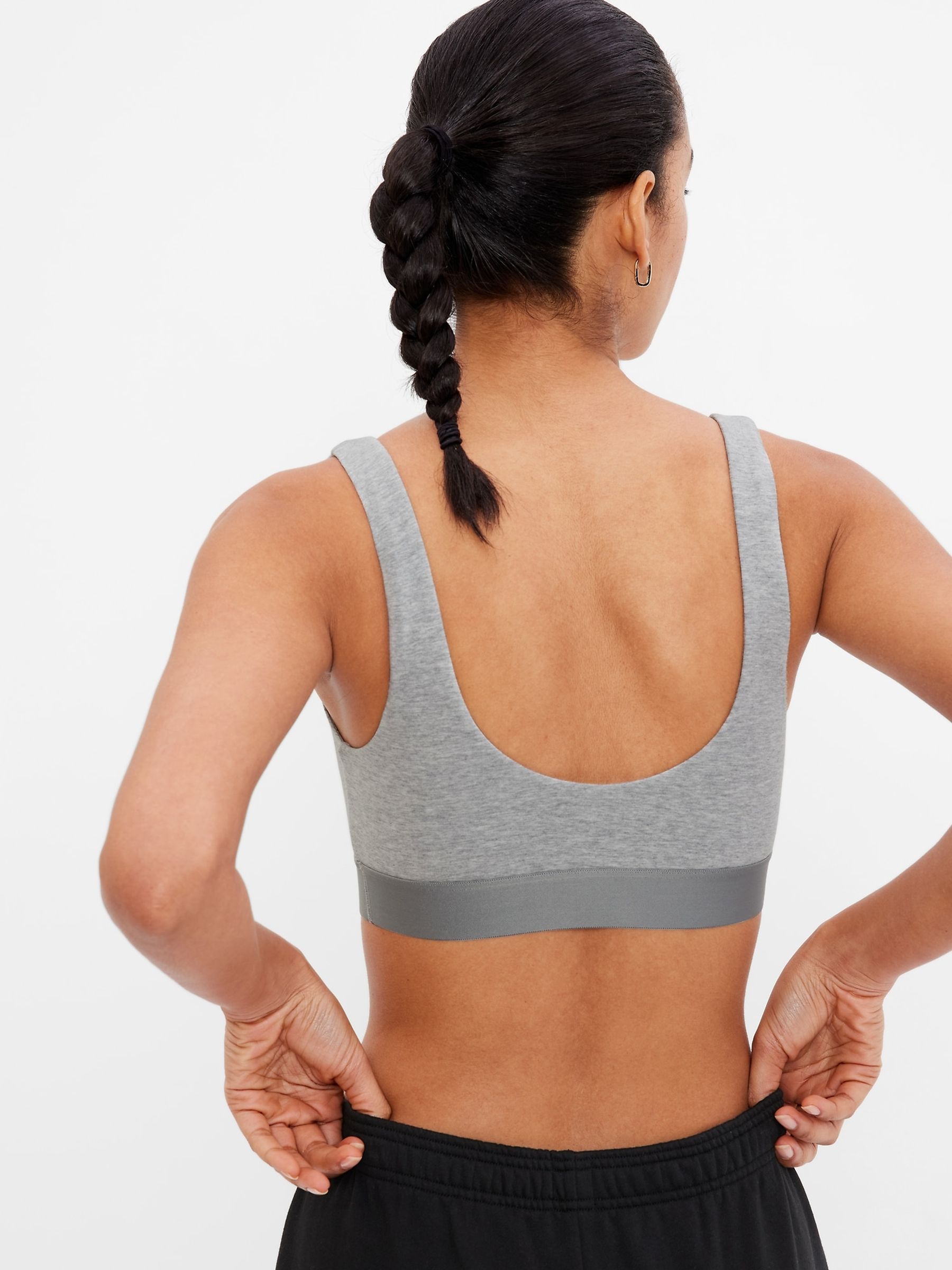 Grey Stretch Cotton Logo Bralette - Image 3 of 3