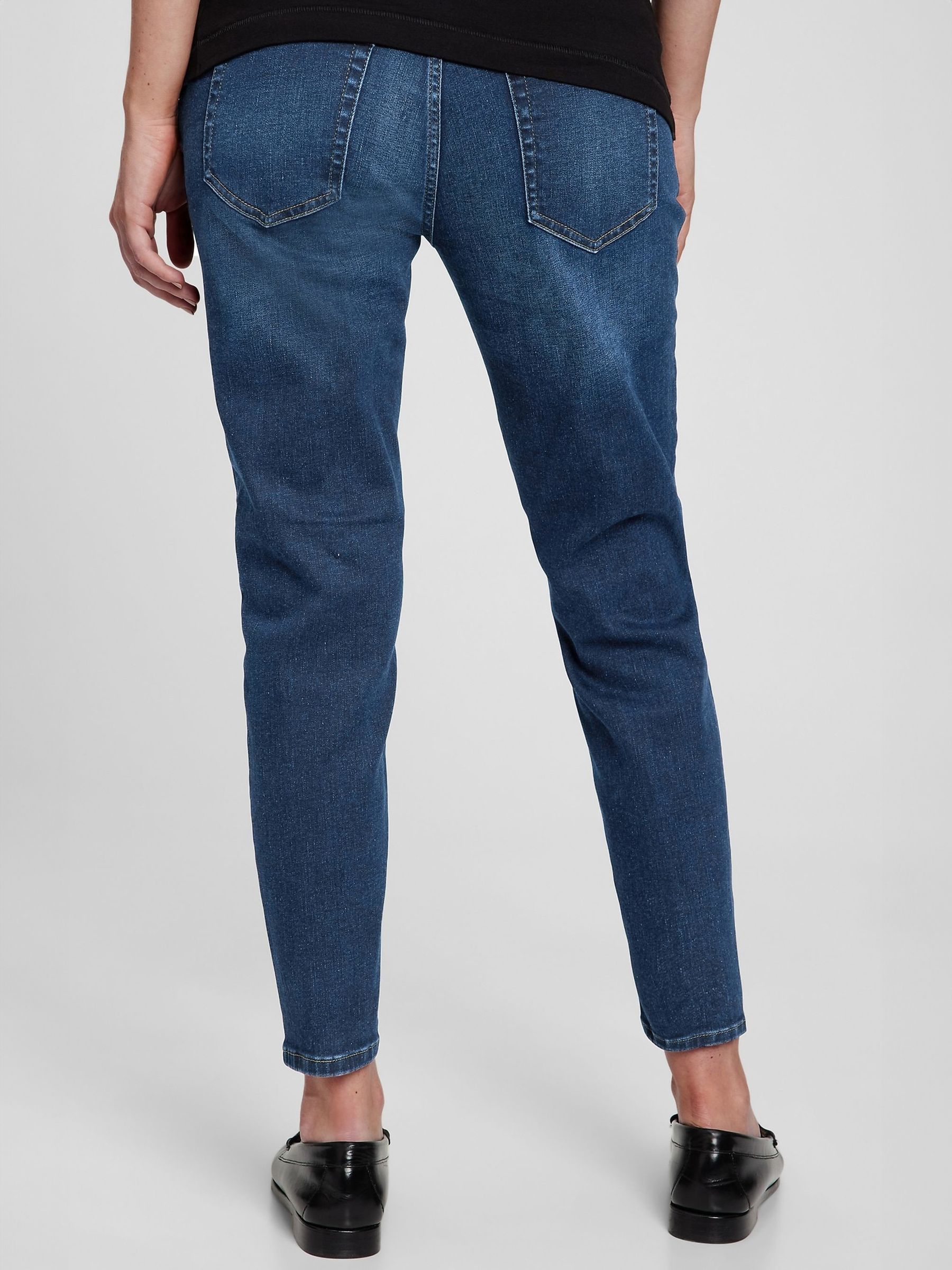Mid Wash Blue Maternity Over The Bump Cheeky Straight Jeans - Image 2 of 4