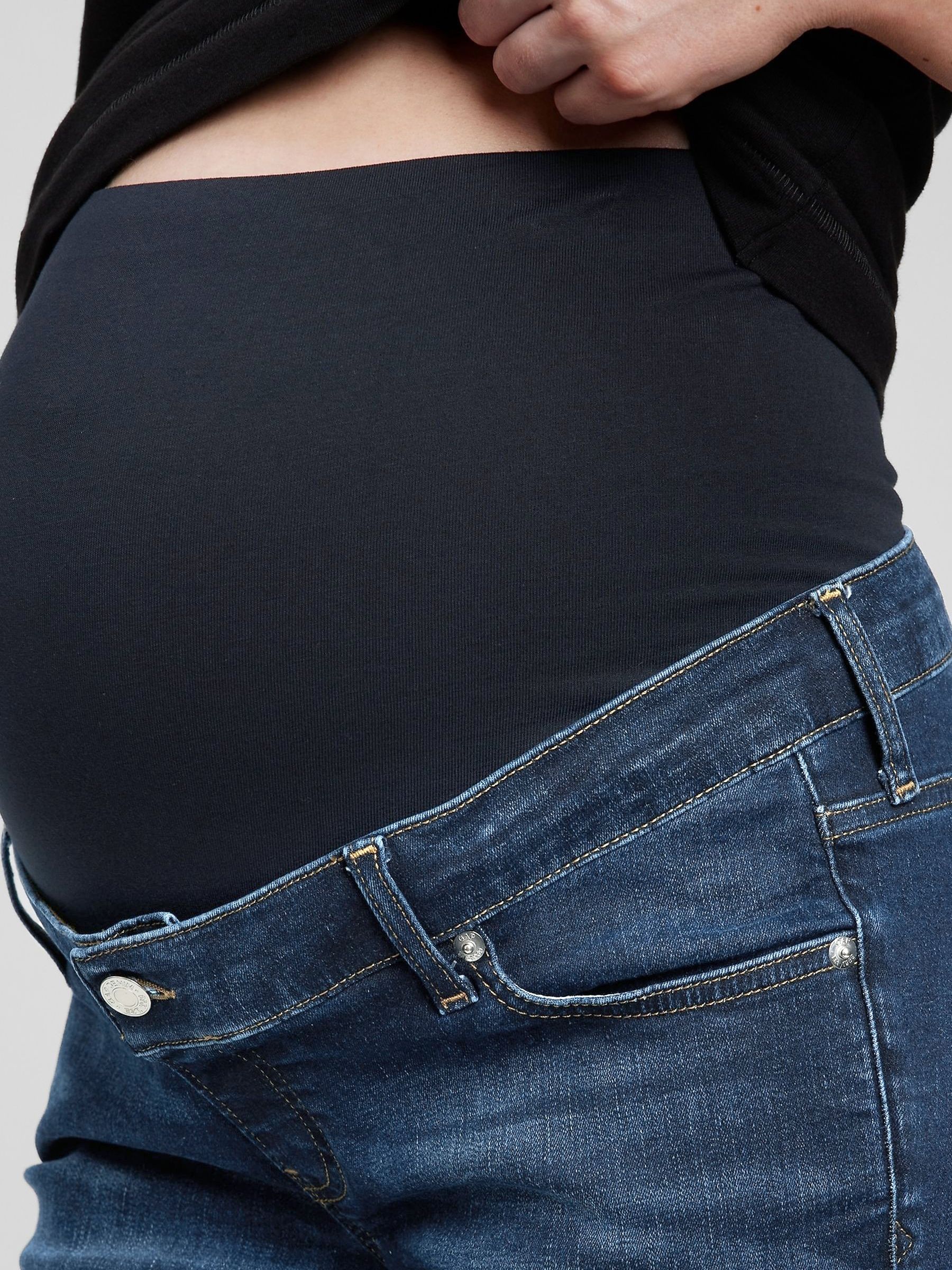 Mid Wash Blue Maternity Over The Bump Cheeky Straight Jeans - Image 4 of 4
