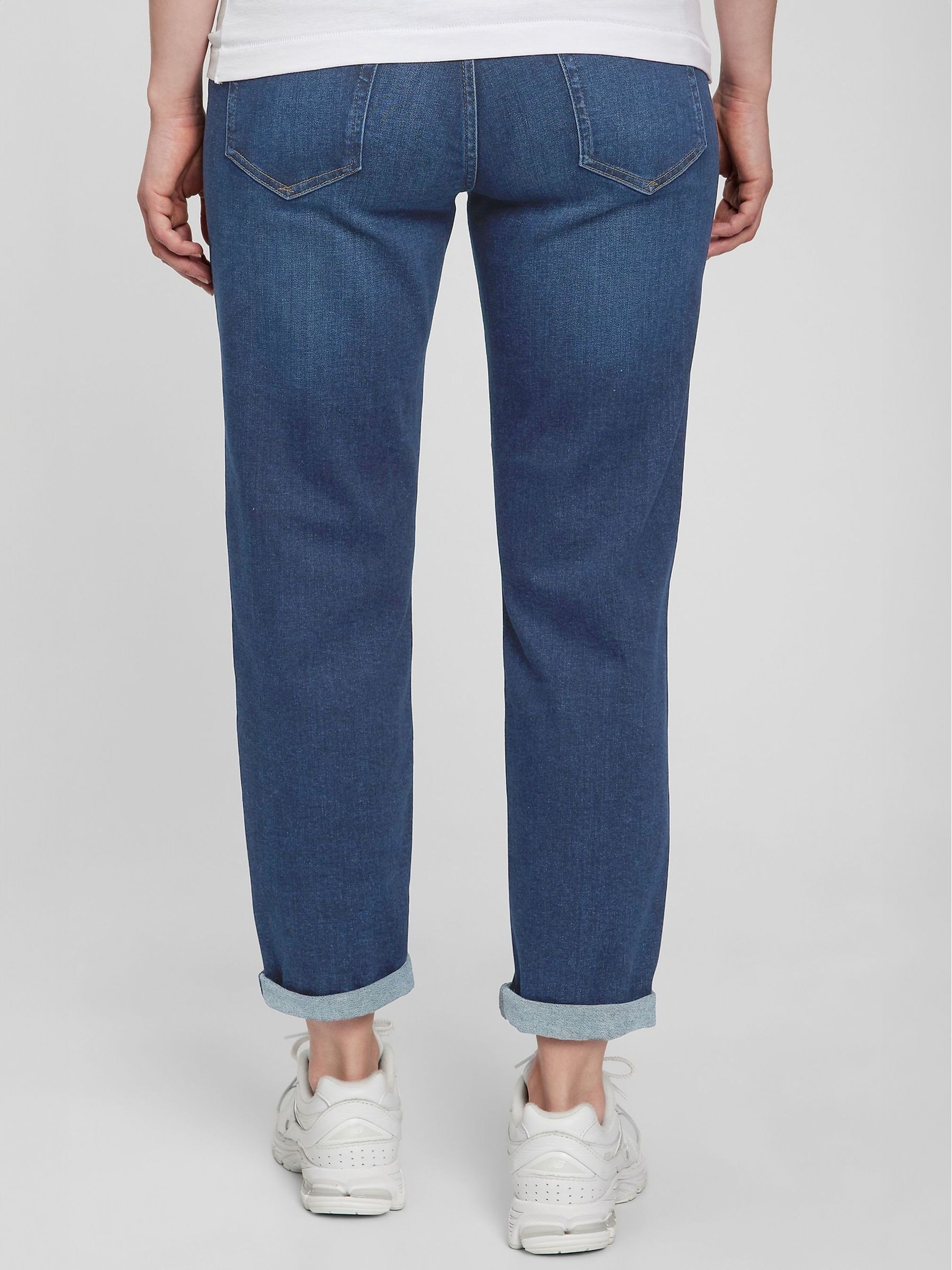Mid Wash Blue Maternity Over The Bump Girlfriend Jeans - Image 2 of 4