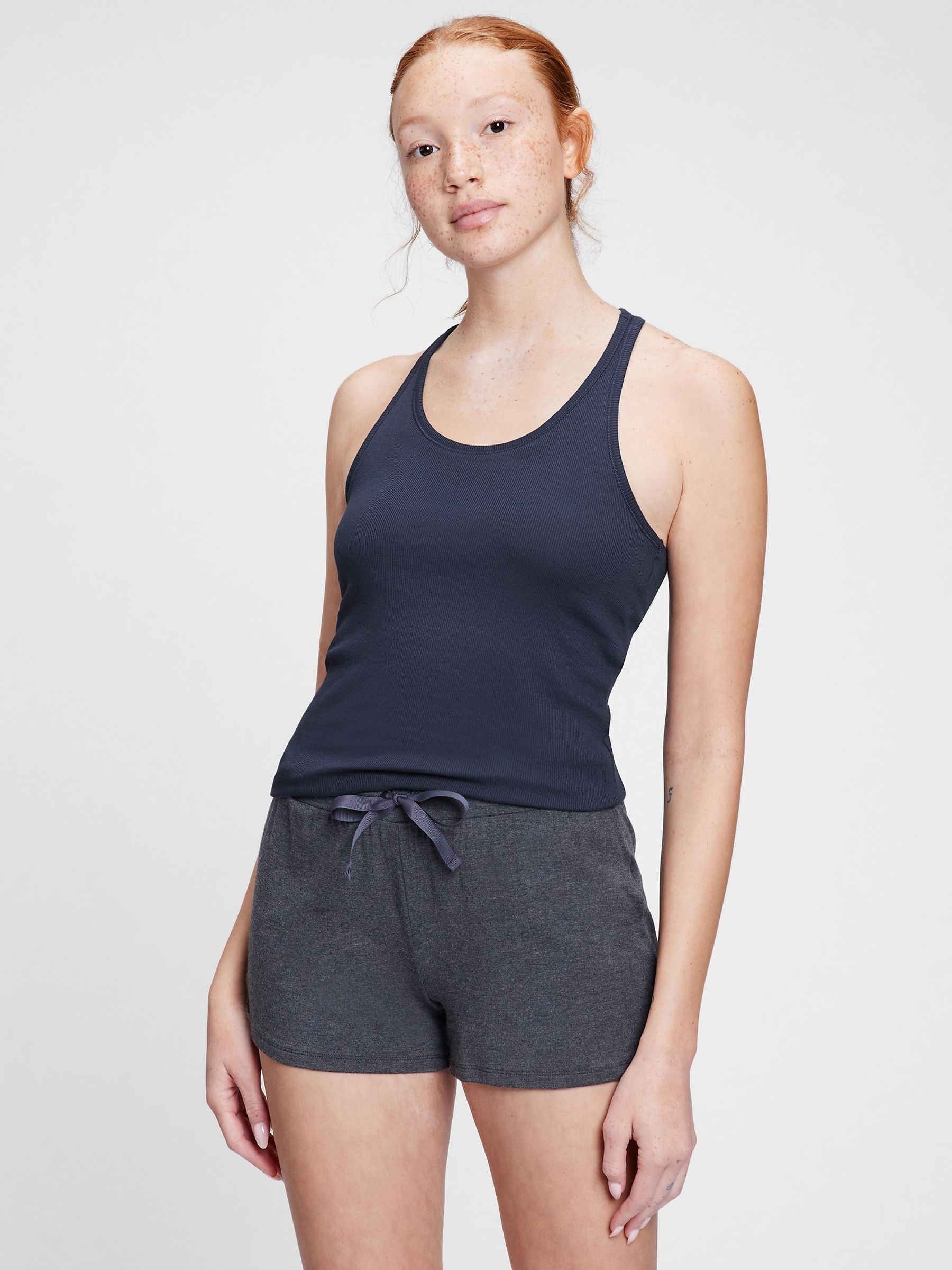 Navy Blue Ribbed Support Vest - Image 1 of 4