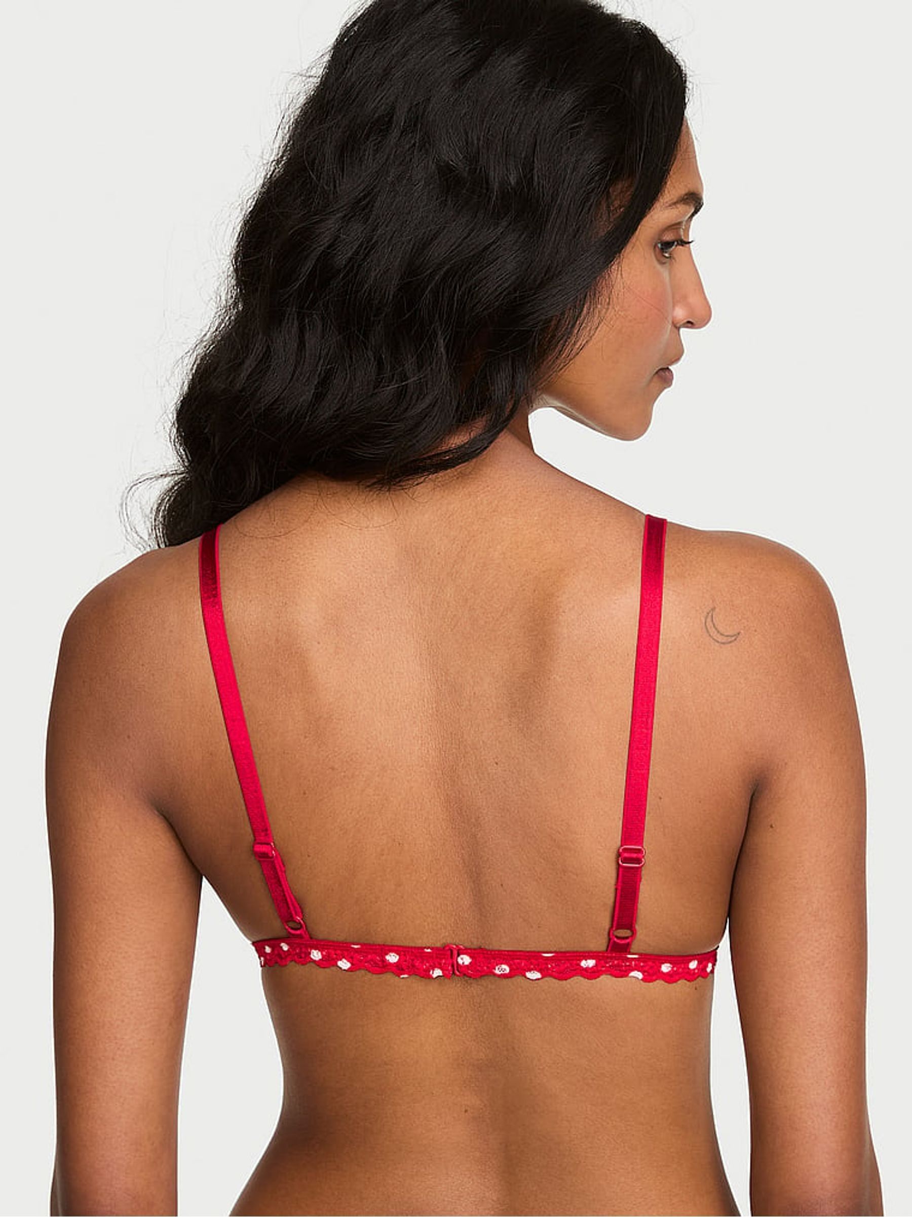 Lipstick Red Polka Dot Lace Triangle Bralette - Image 2 of 2 Lipstick Red Polka Dot Lace Triangle Bralette - Image 2 of 2