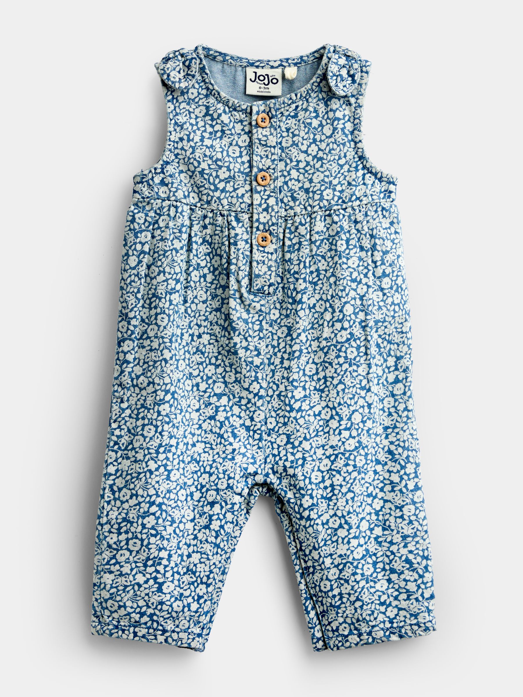 Light Wash Denim Blue Floral Printed Dungaree - Image 2 of 5