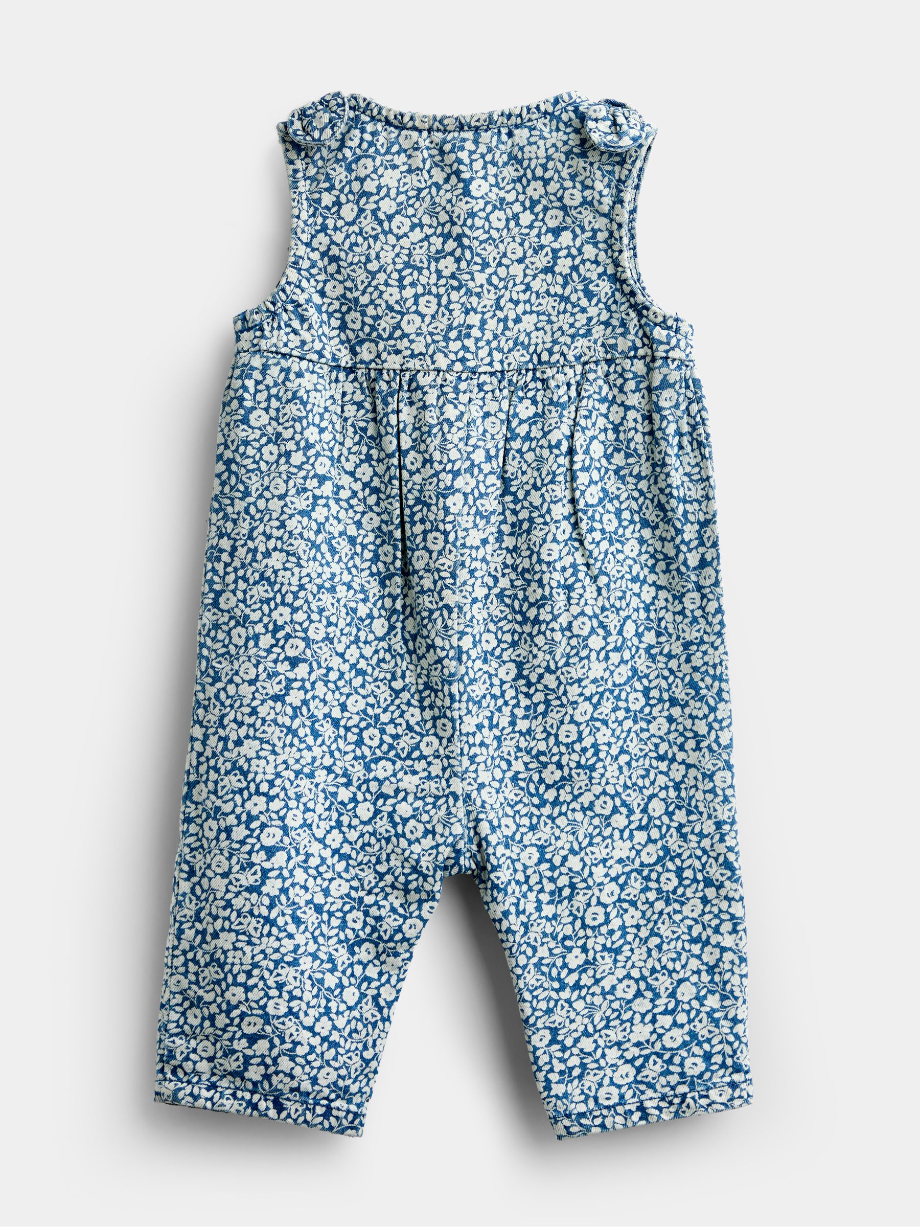 Light Wash Denim Blue Floral Printed Dungaree - Image 3 of 5