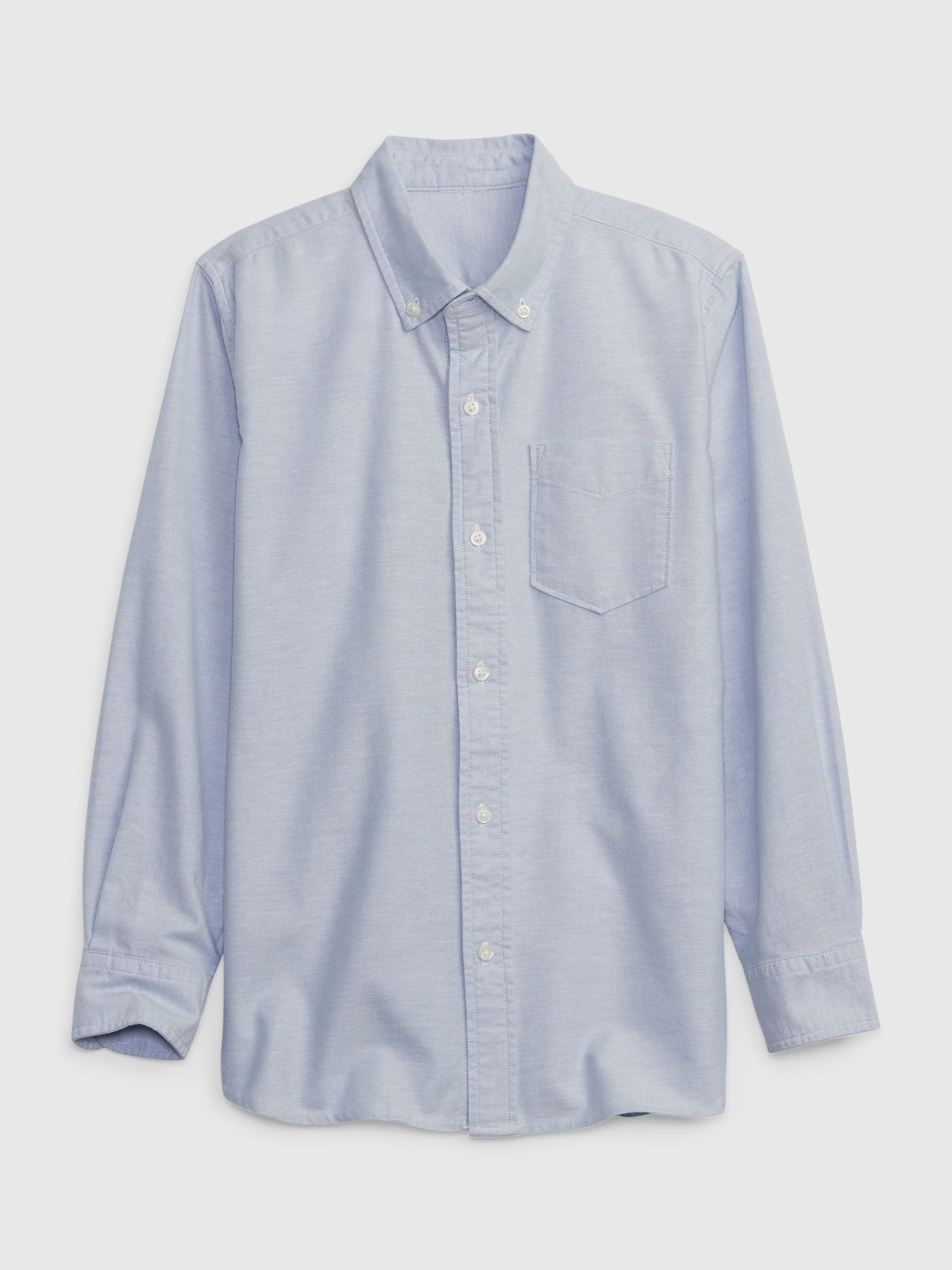 Blue Cotton Long Sleeve Pocket Oxford Shirt (4-13yrs) - Image 4 of 6