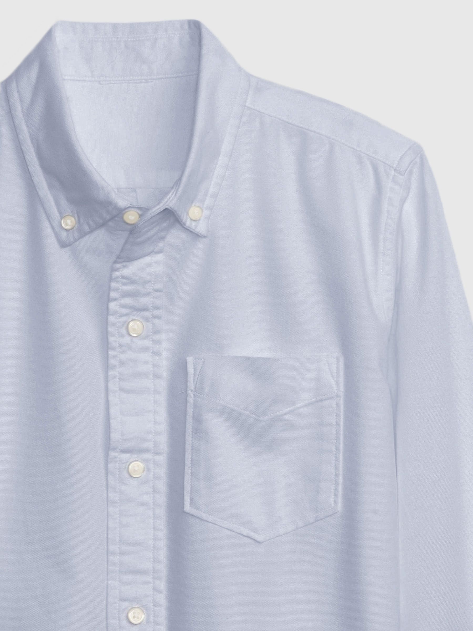 Blue Cotton Long Sleeve Pocket Oxford Shirt (4-13yrs) - Image 6 of 6
