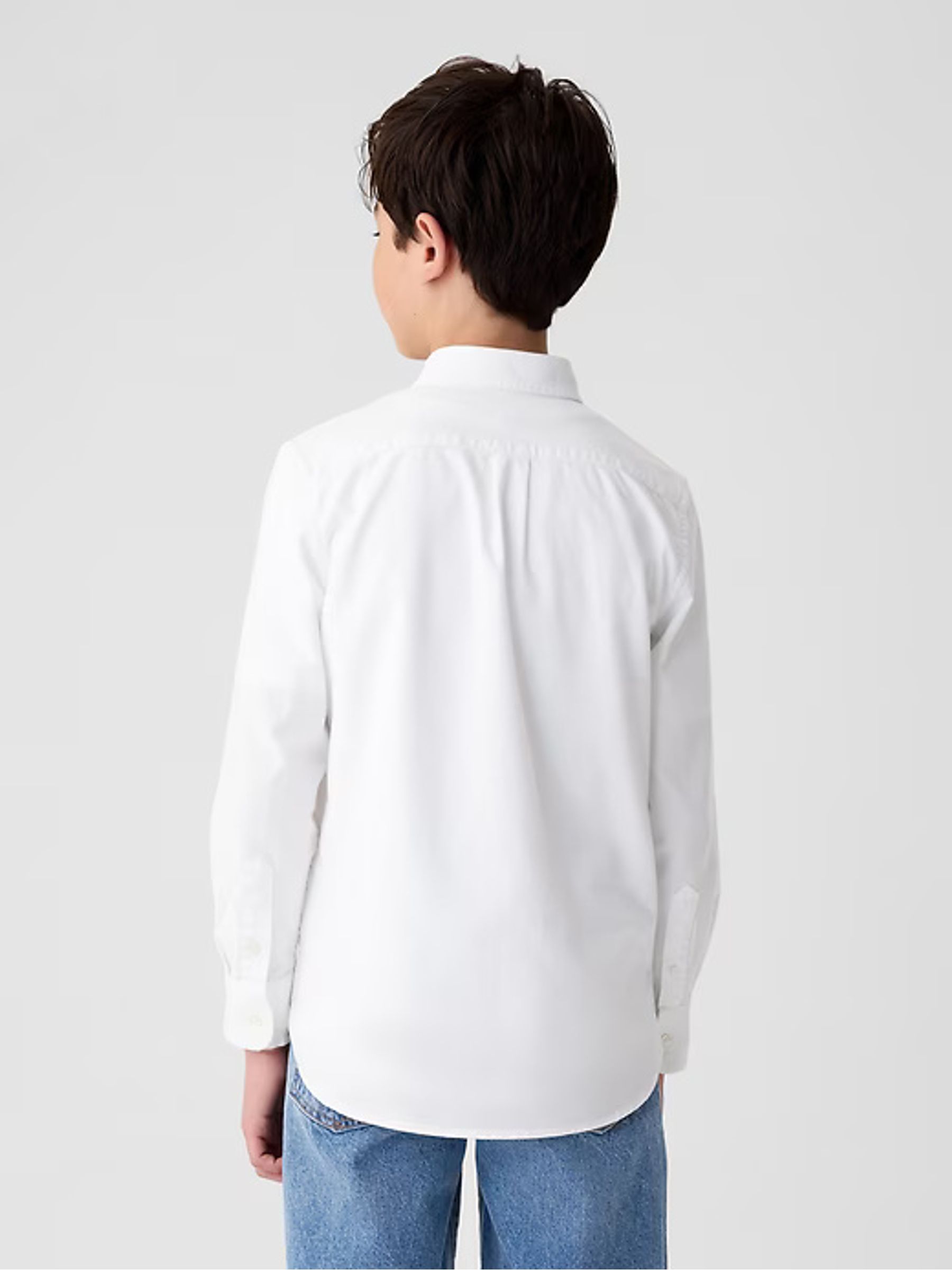 White Cotton Long Sleeve Pocket Oxford Shirt (4-13yrs) - Image 2 of 6