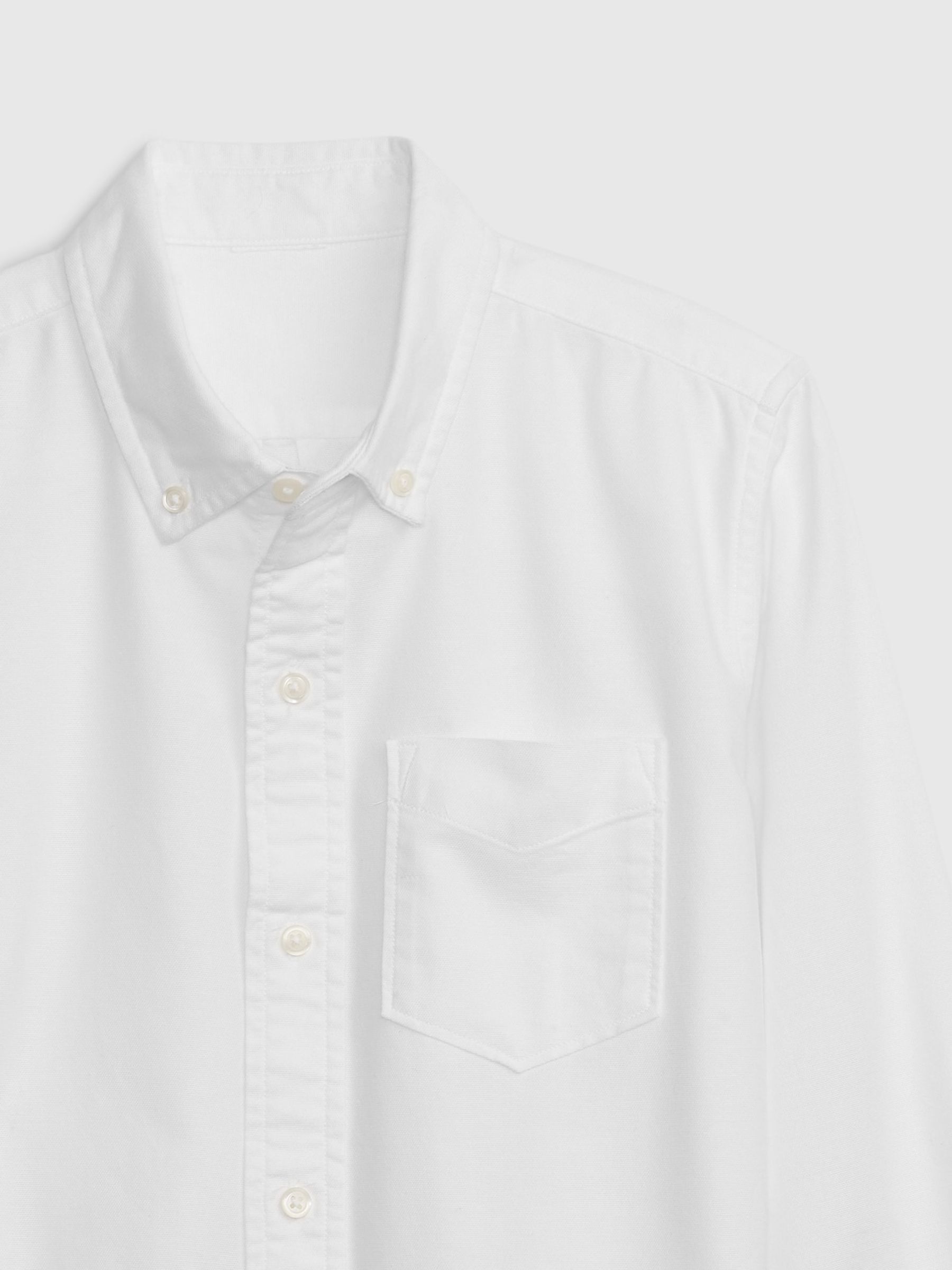 White Cotton Long Sleeve Pocket Oxford Shirt (4-13yrs) - Image 6 of 6