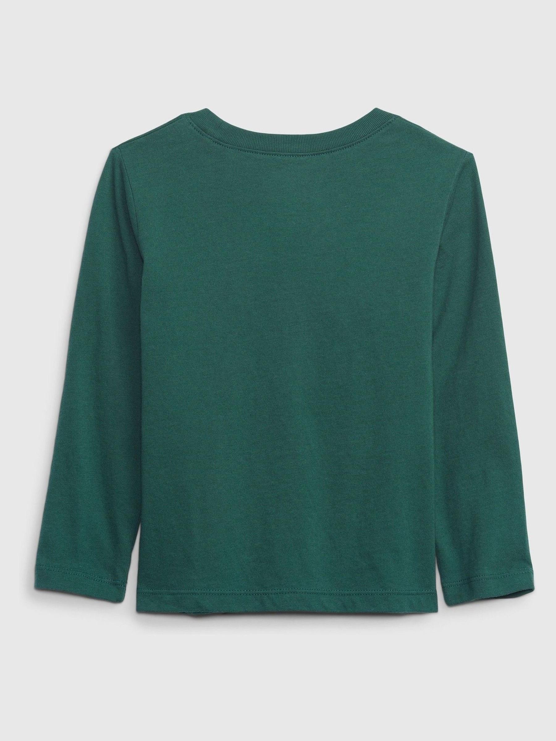 Dark Green Long Sleeve Crew Neck T-Shirt - Image 2 of 2