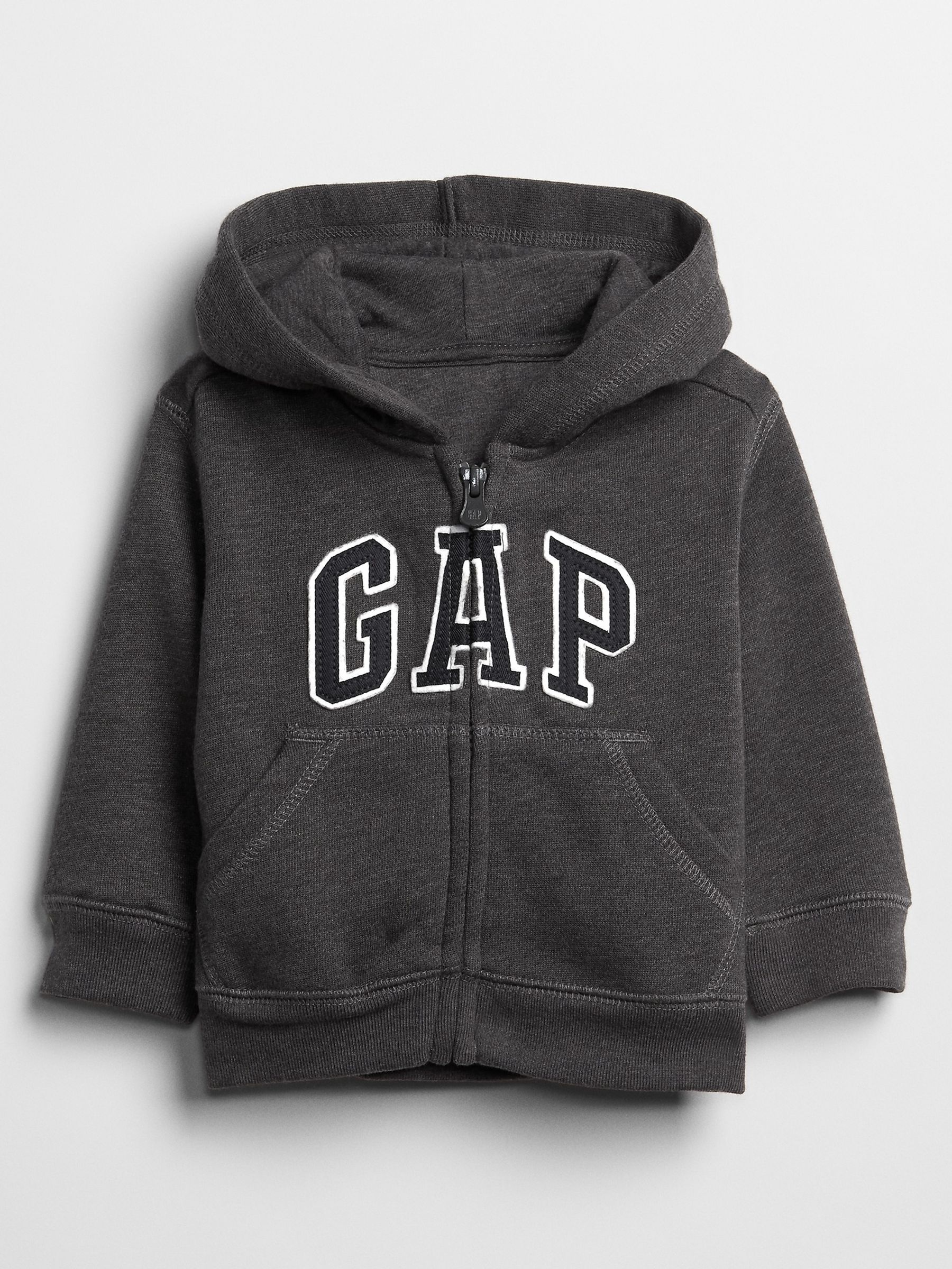 Charcoal Grey Logo Zip Up Hoodie (12mths-5yrs) - Image 1 of 3