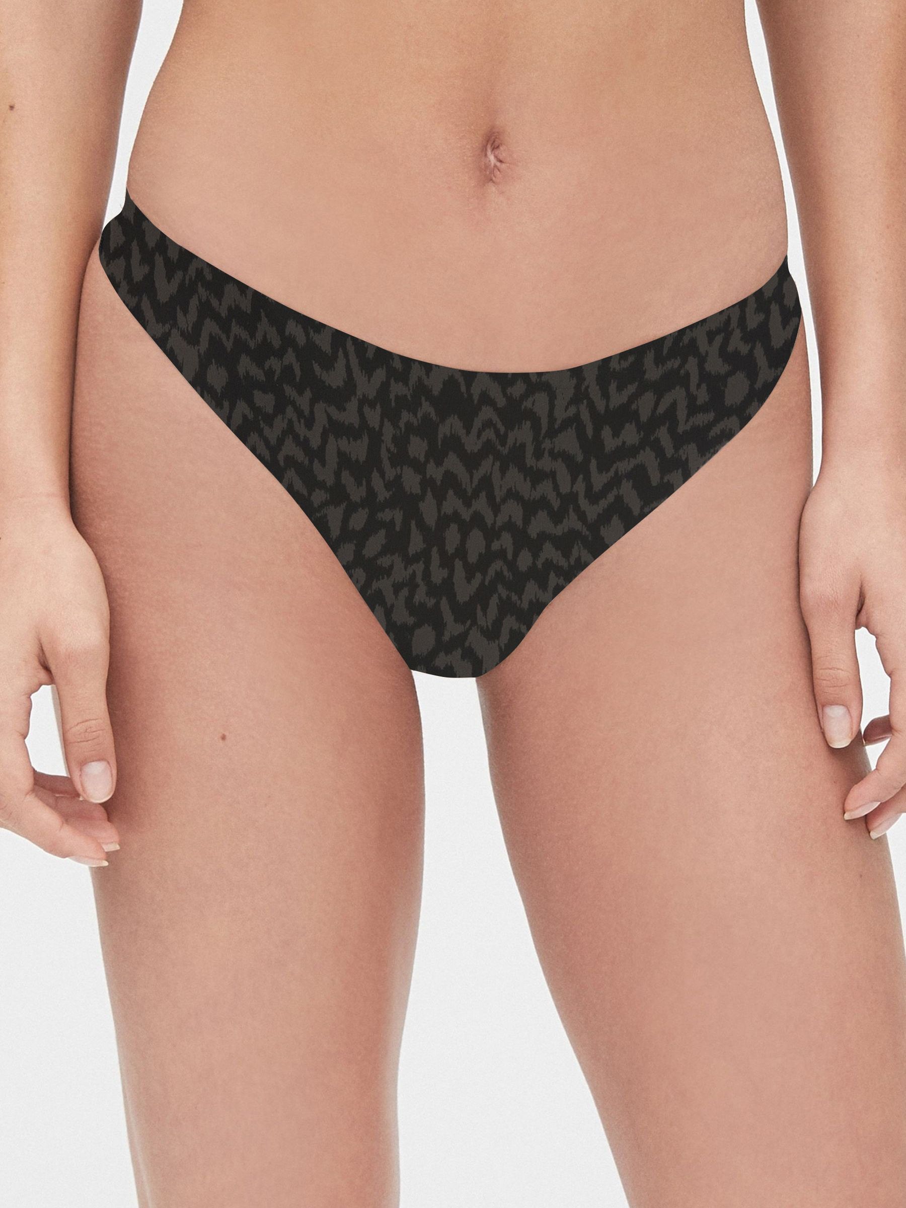 Black Zebra Print No-Show Thong Knickers - Image 1 of 2