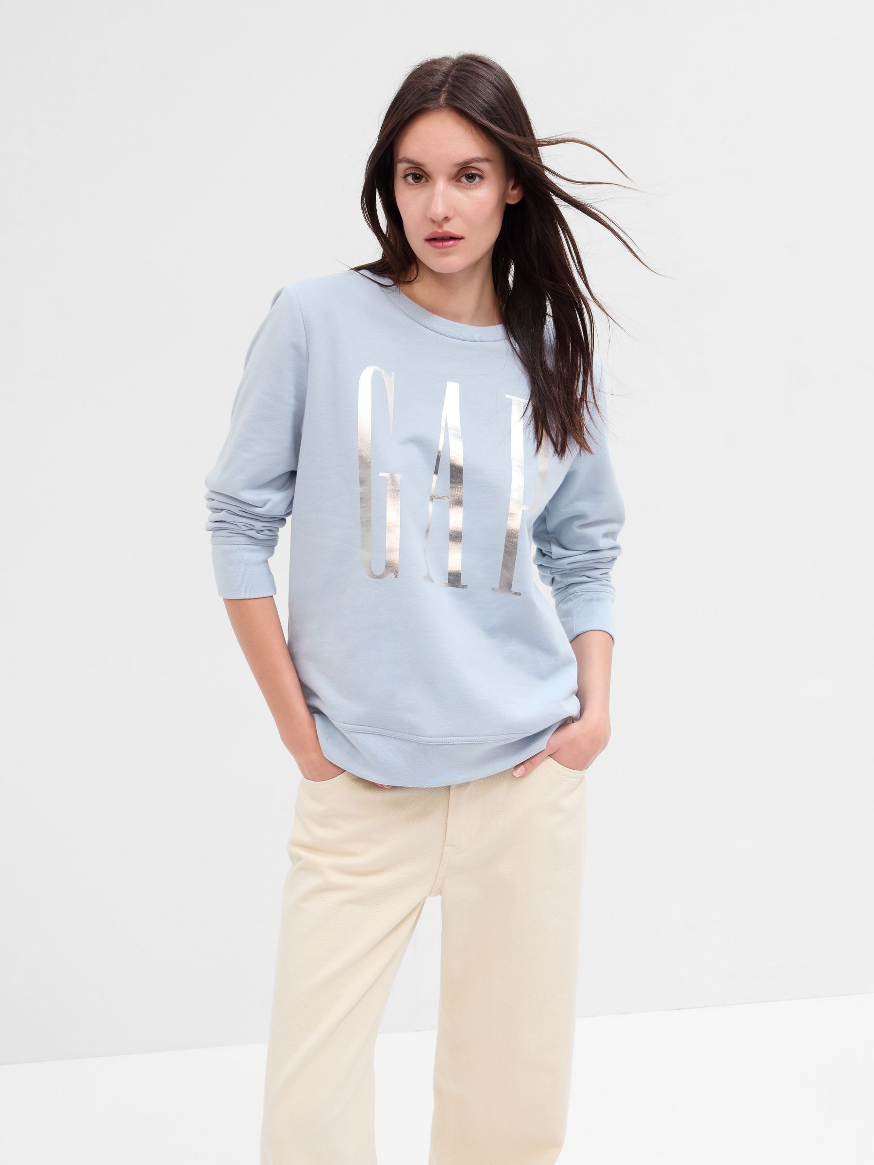Blue Metallic Logo Crew Neck Sweatshirt - Image 1 of 4