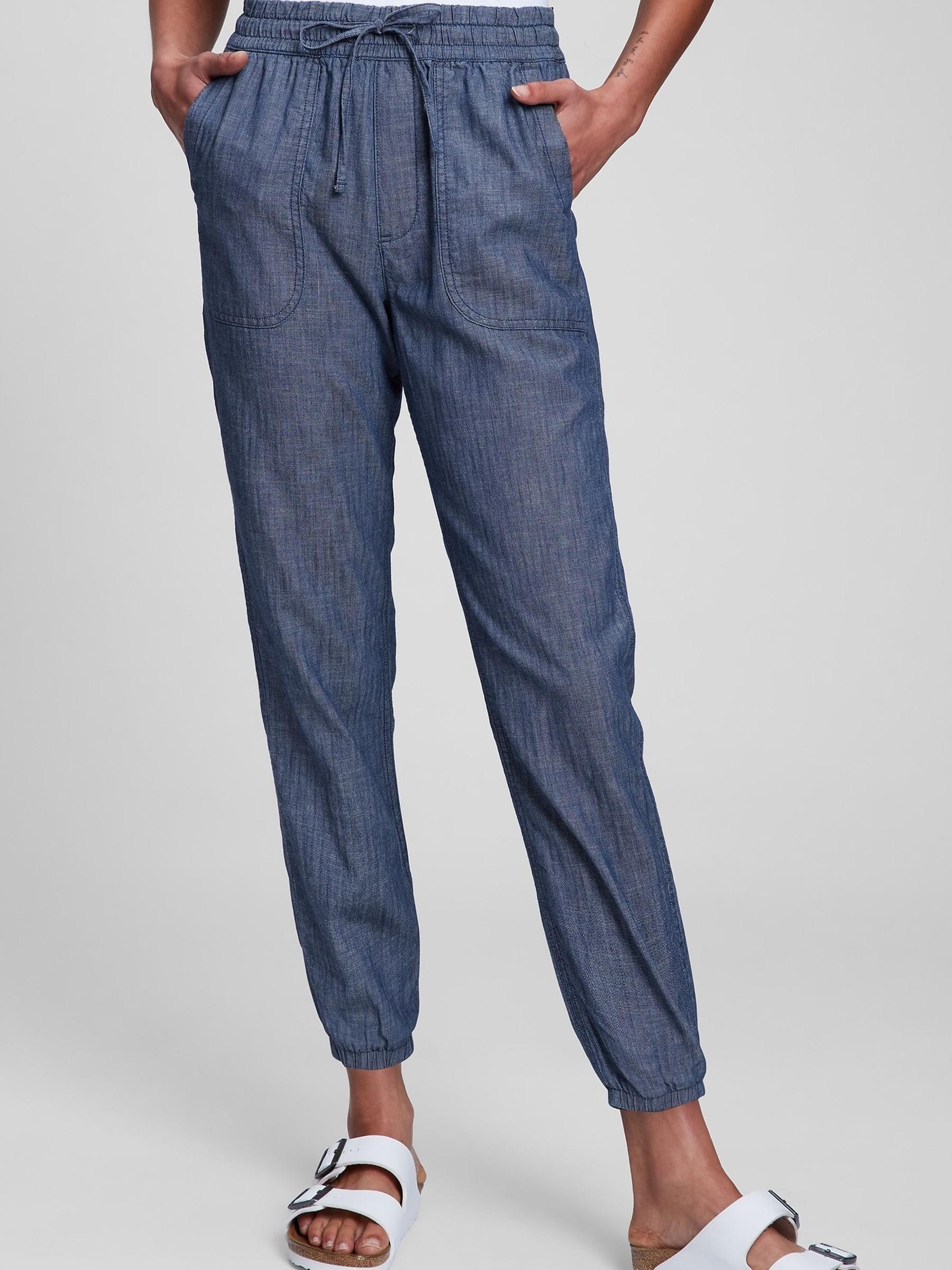 Blue Loose Ribbed Joggers - Image 1 of 1