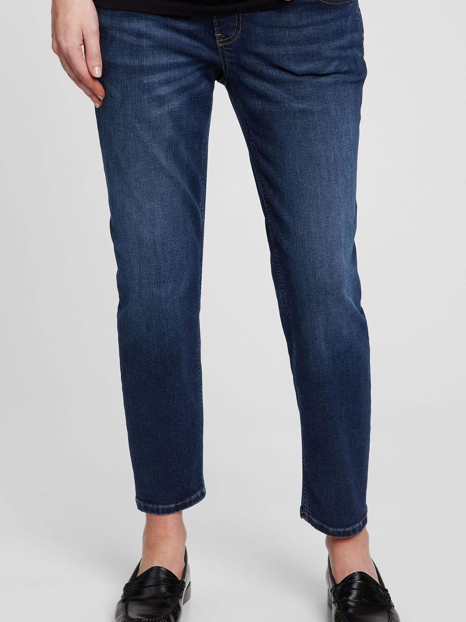 Dark Wash Blue Maternity Over The Bump Cheeky Straight Jeans - Image 1 of 4