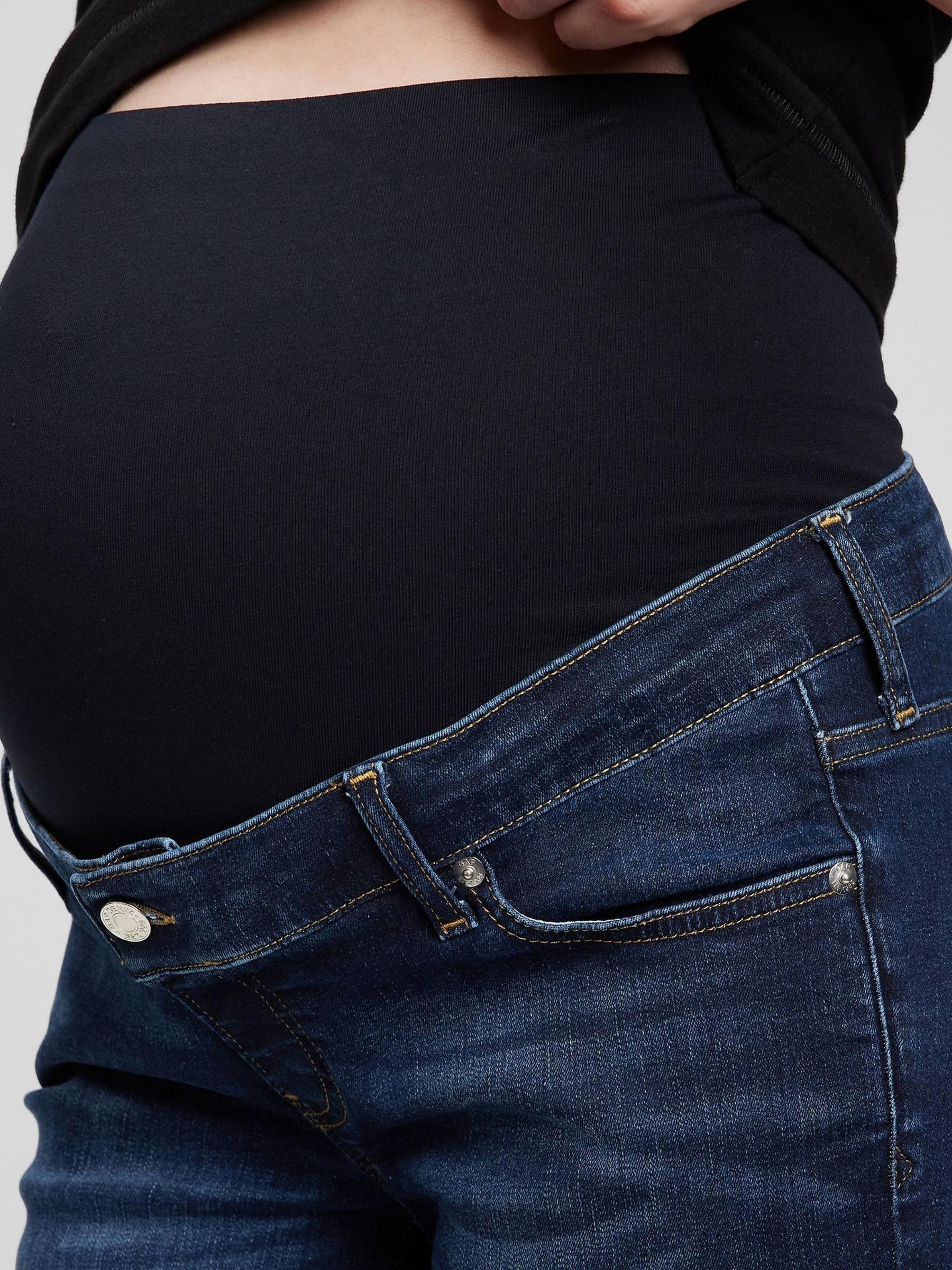 Dark Wash Blue Maternity Over The Bump Cheeky Straight Jeans - Image 4 of 4
