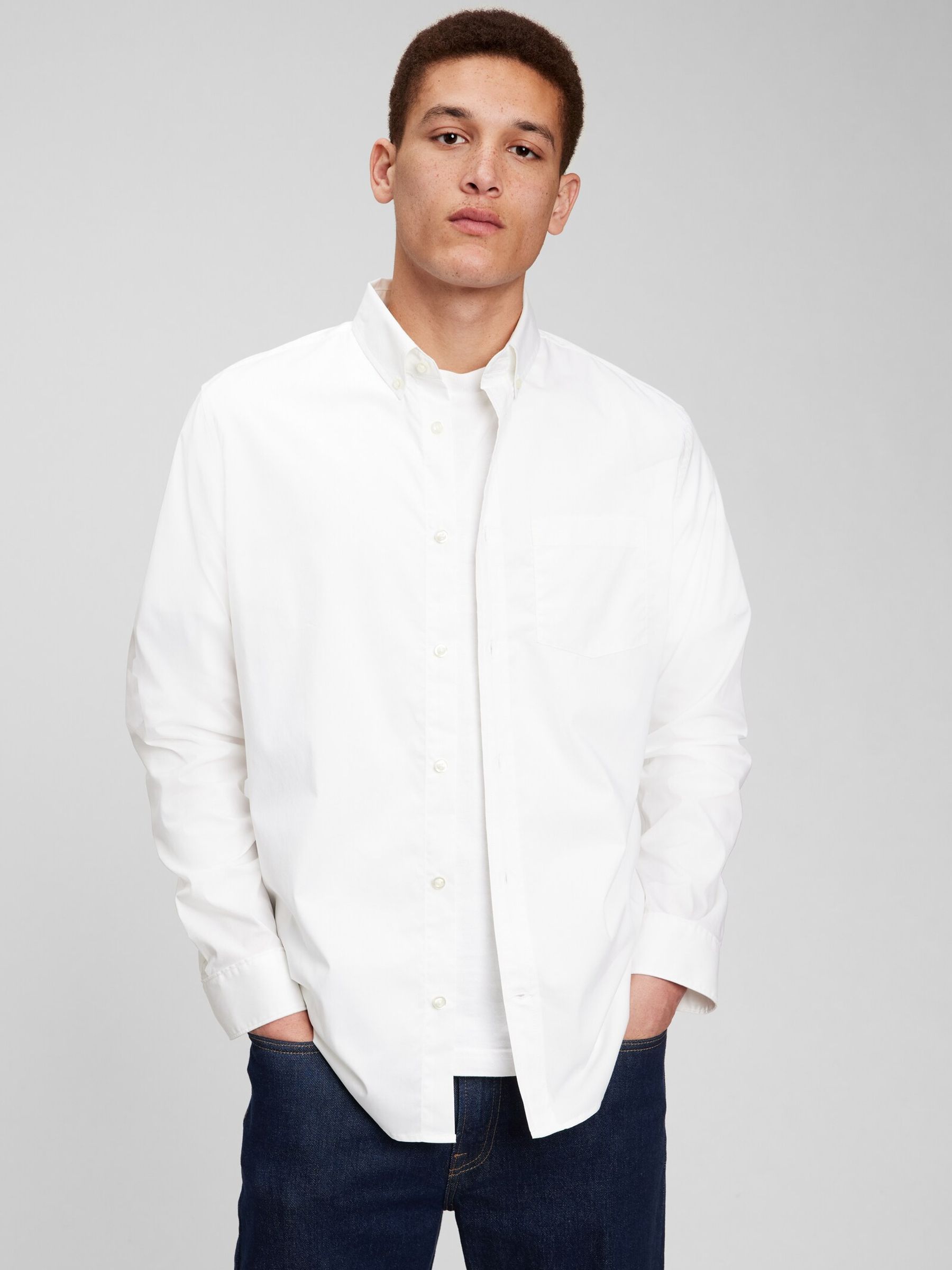 White Poplin Long Sleeve Shirt in Standard Fit - Image 4 of 4