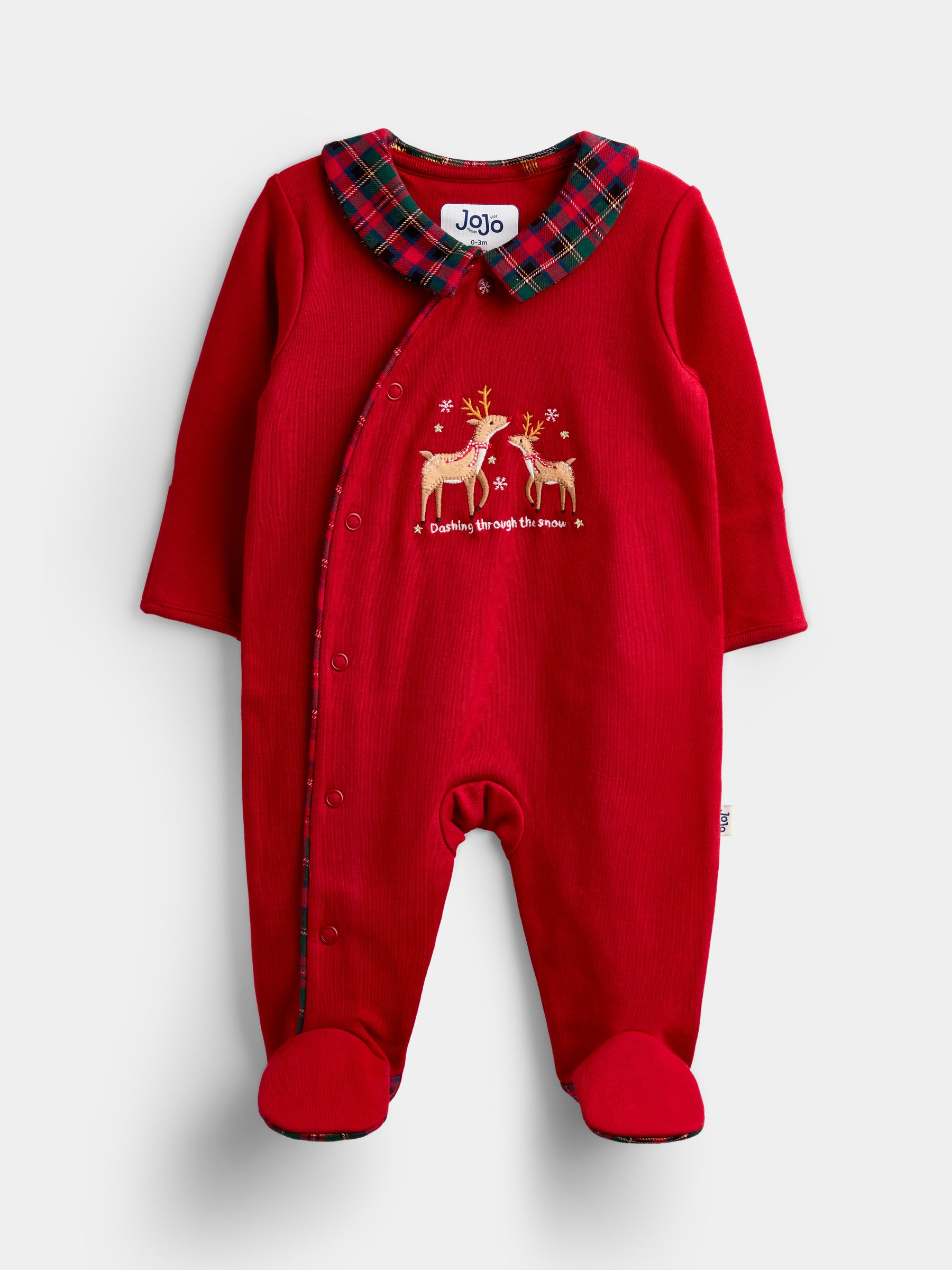 Red Christmas Embroidered Footed Sleepsuit - Image 1 of 5