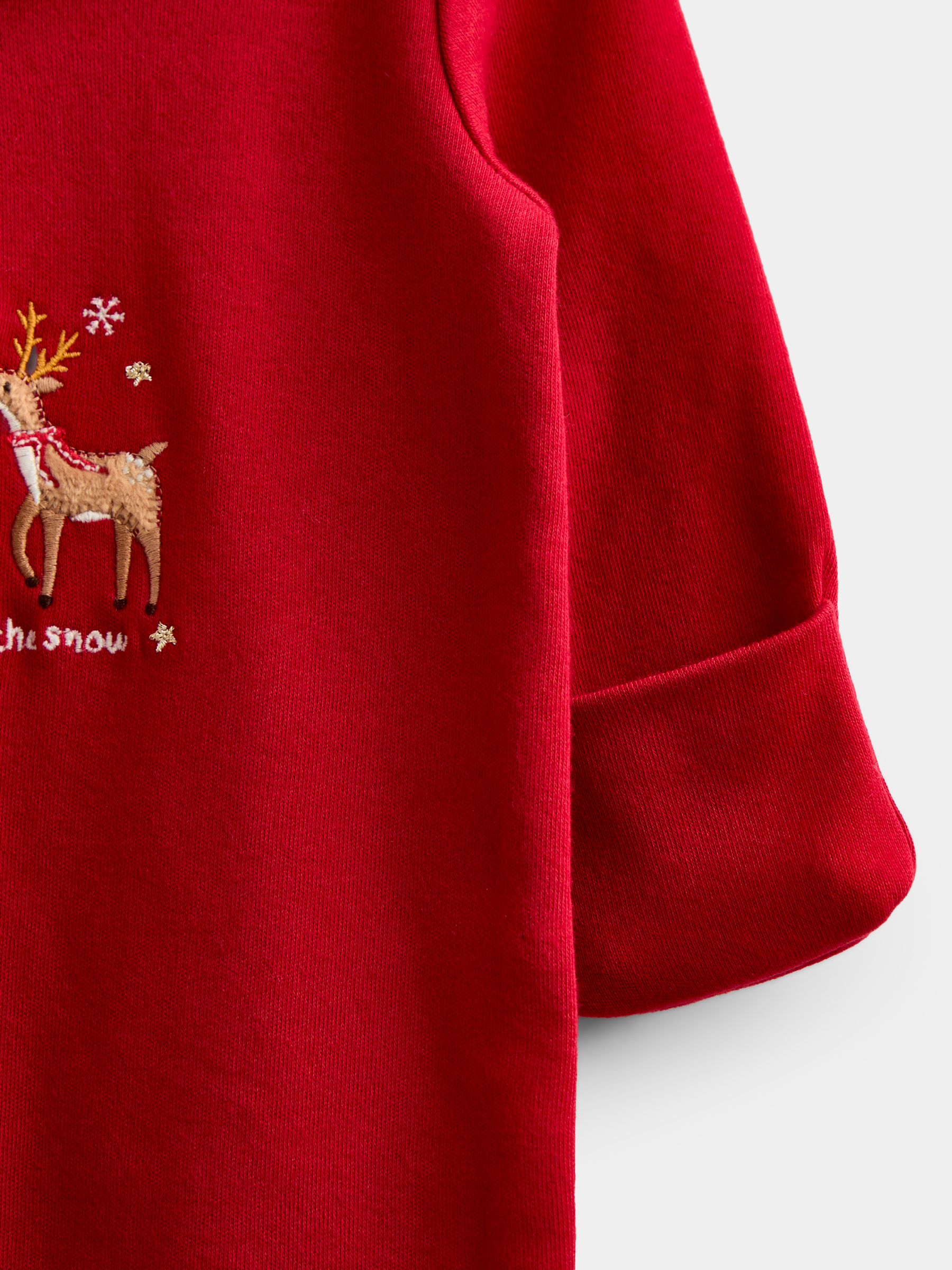Red Christmas Embroidered Footed Sleepsuit - Image 4 of 5