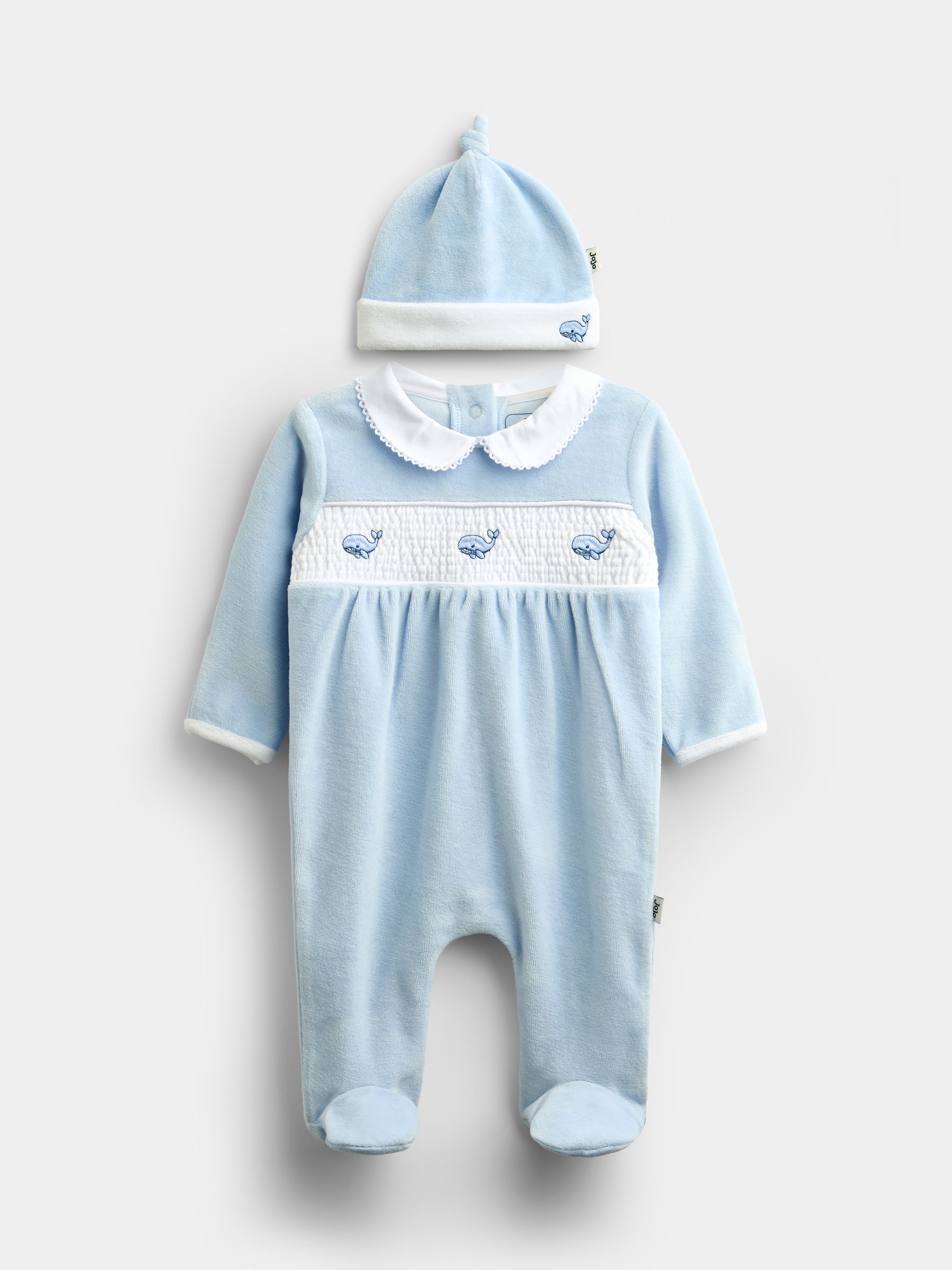Blue Smocked All In One - Image 1 of 7 Blue Smocked All In One - Image 1 of 7
