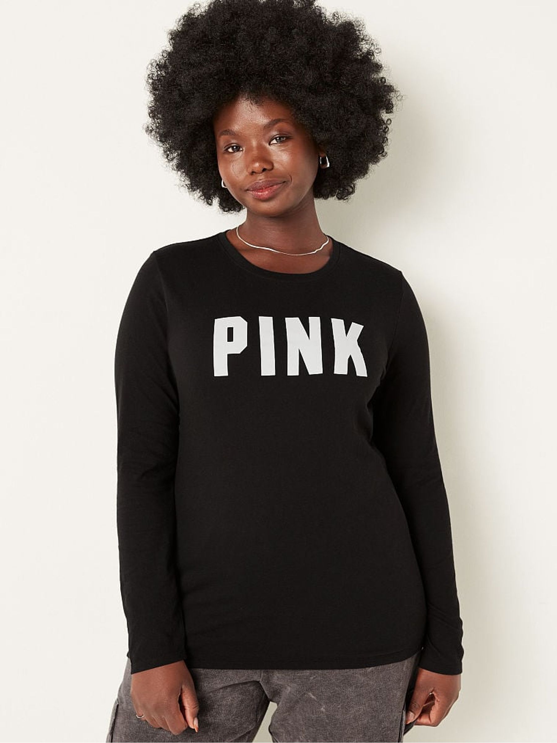 Pure Black Everyday Long Sleeve Crew Tee - Image 1 of 4